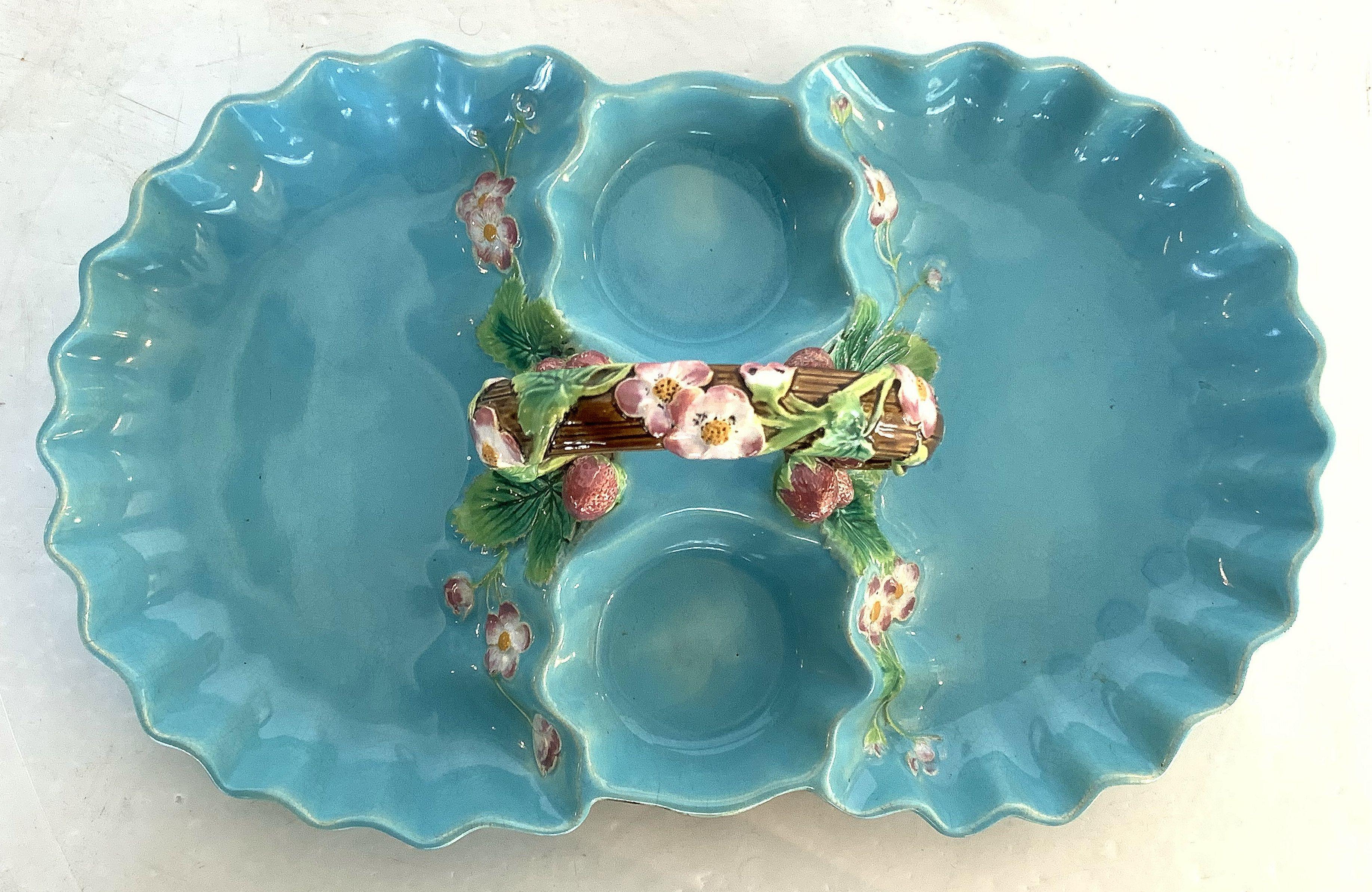 Ceramic Majolica Strawberry Server by George Jones