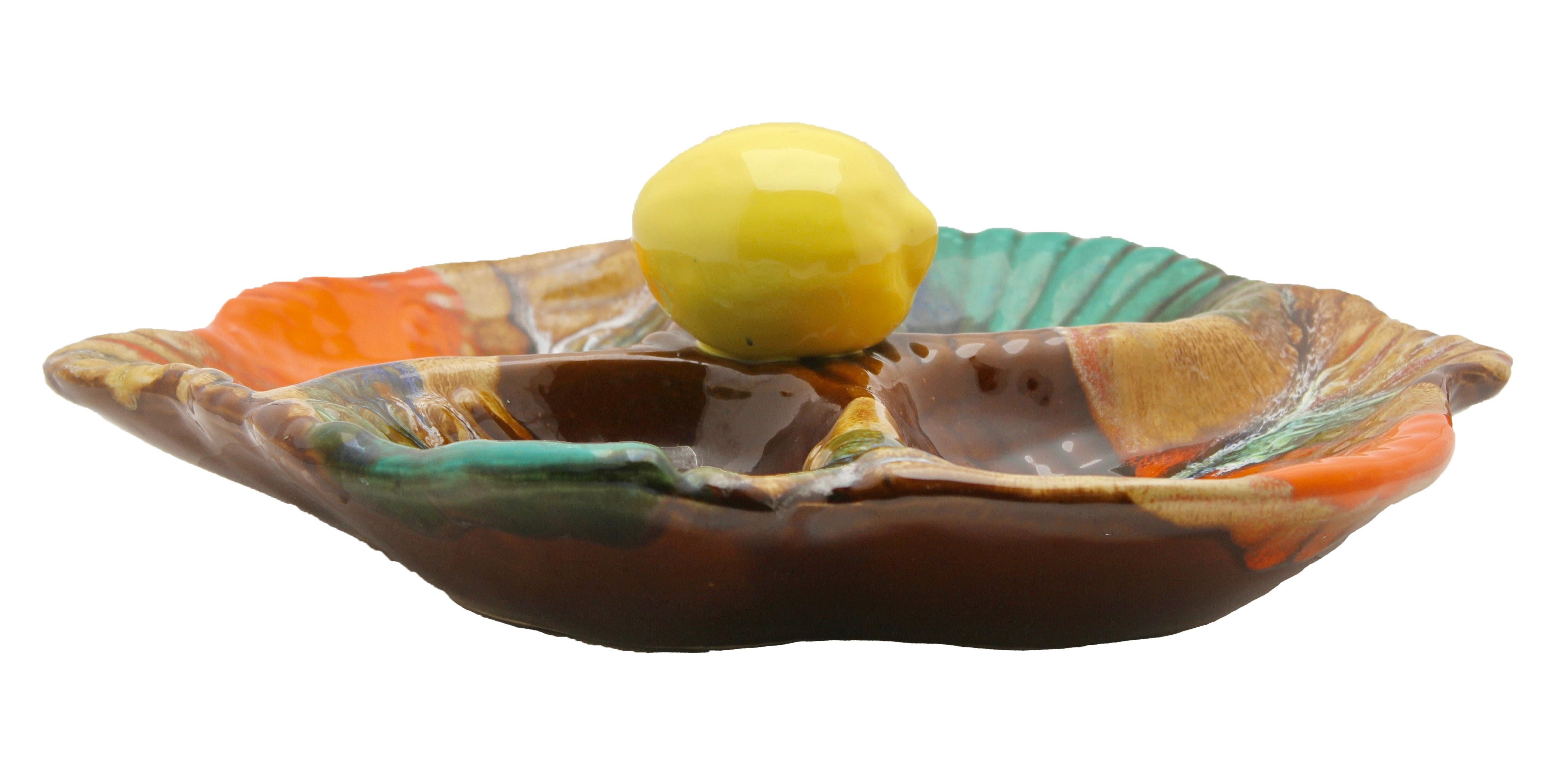 Majolika-Set Fisch- und Austernteller im Majolika-Stil von Vallauris mit Tropfglasuren (Französisch) im Angebot