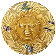 Majolica Sun Wall Plate, circa 1880