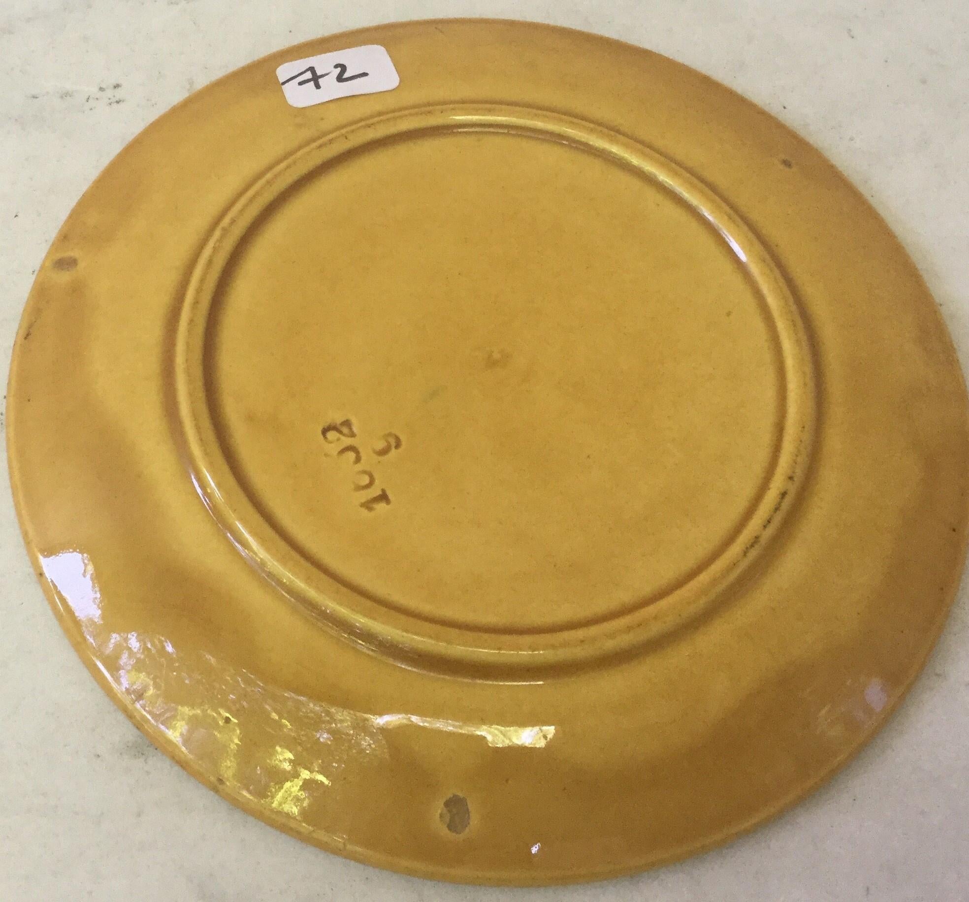 German Majolica Sunflower Plate Villeroy & Boch, circa 1900