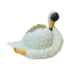 Majolica Swan Jardinière Jerome Massier Fils, circa 1900