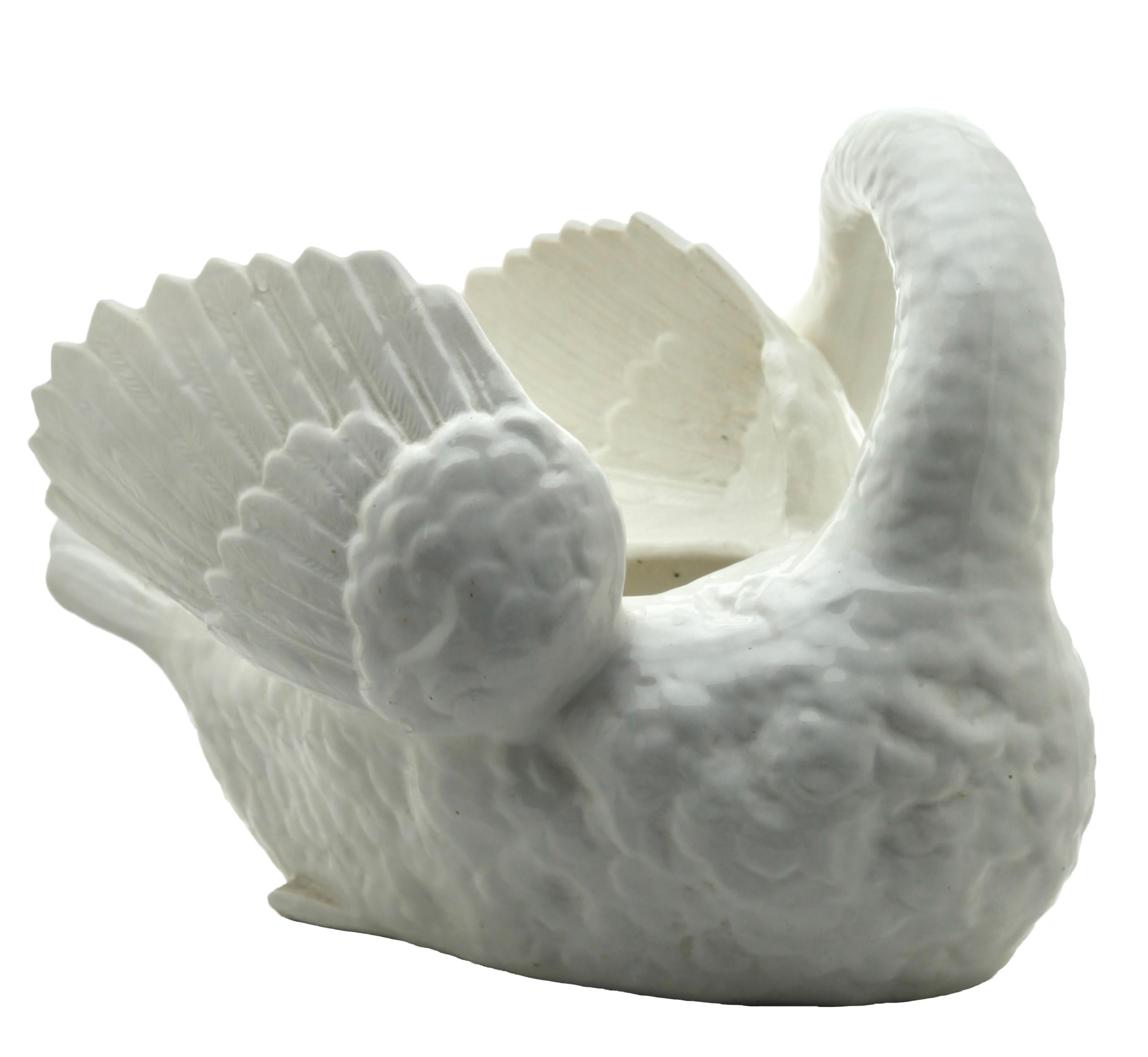 Art Nouveau Majolica Swan Jardinière Stamped Imperiale Nimy, Belgium, circa 1900 For Sale