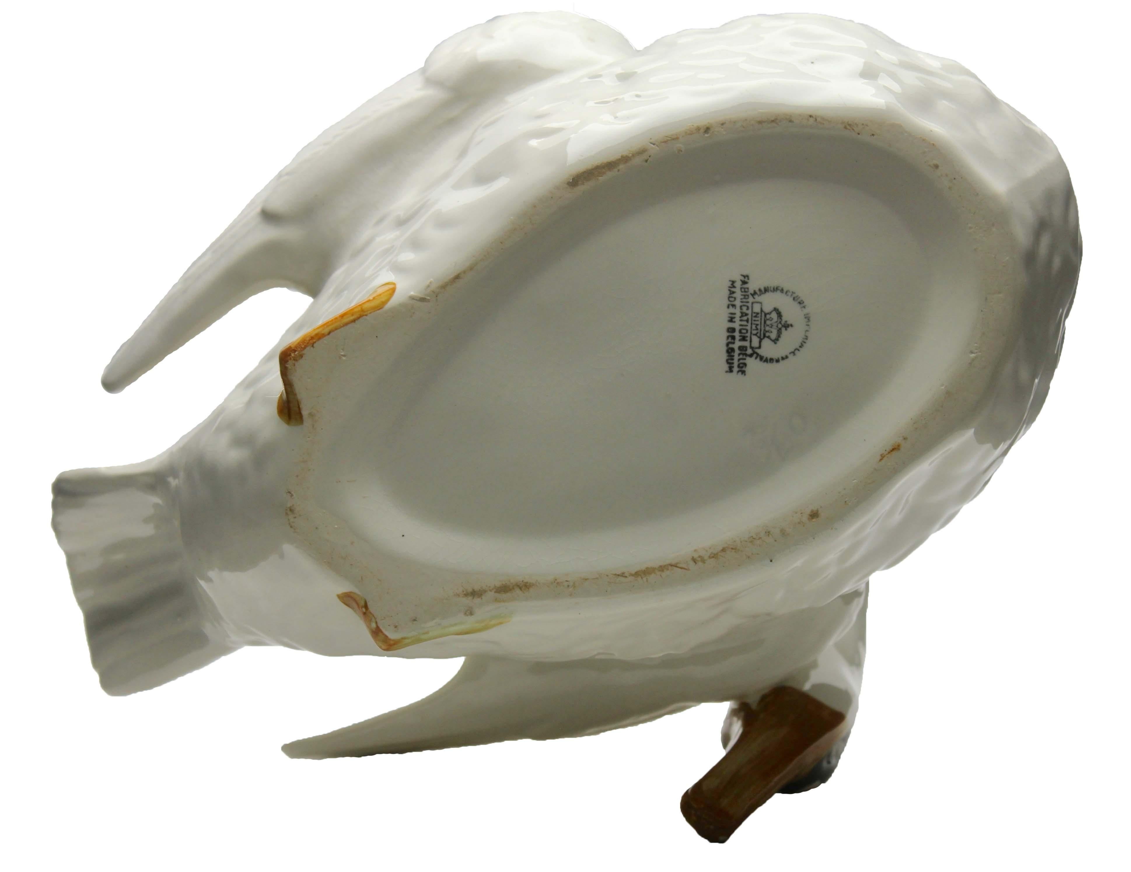 Majolica Swan Jardinière Stamped Imperiale Nimy, Belgium, circa 1900 In Good Condition In Verviers, BE