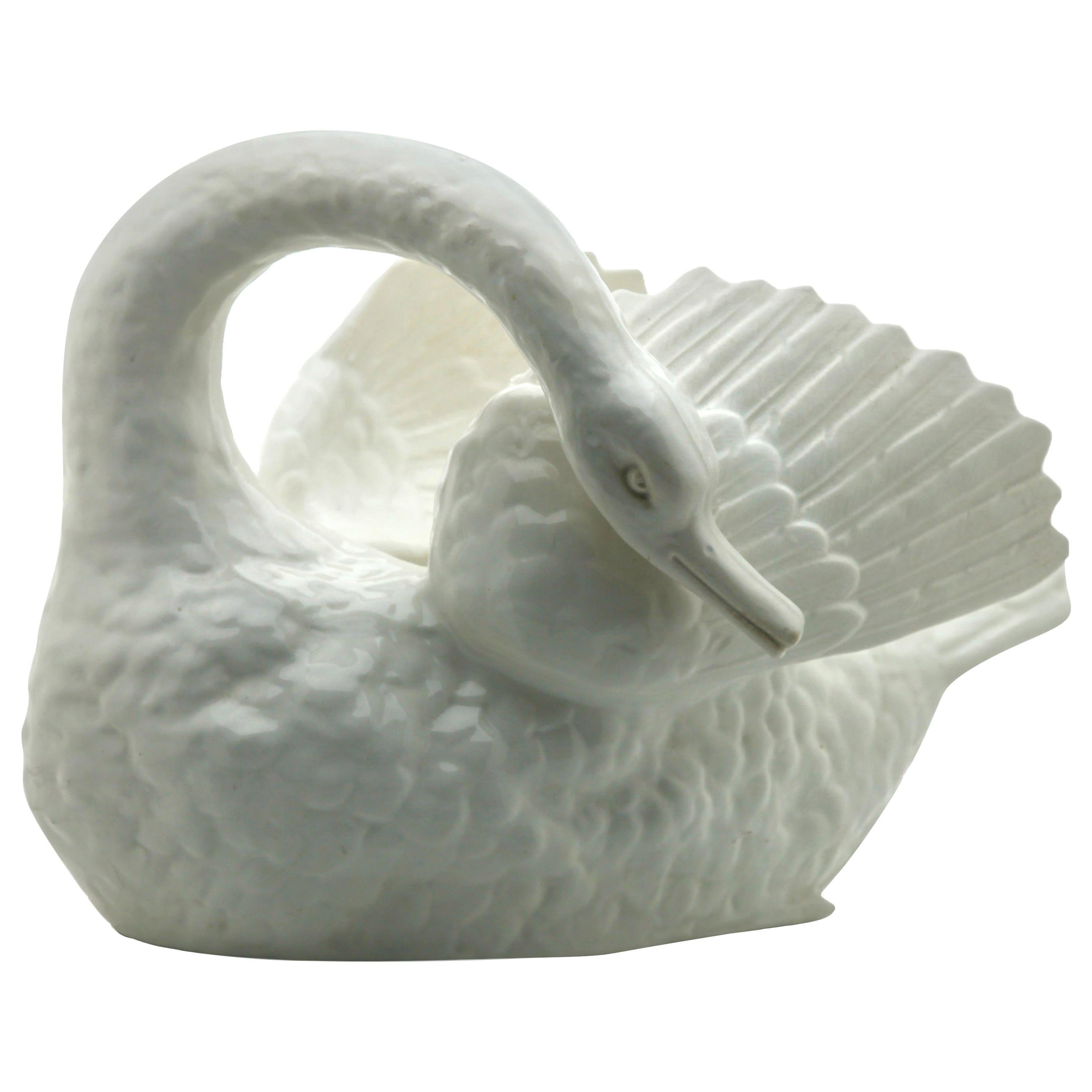 Majolica Swan Jardinière Stamped Imperiale Nimy, Belgium, circa 1900