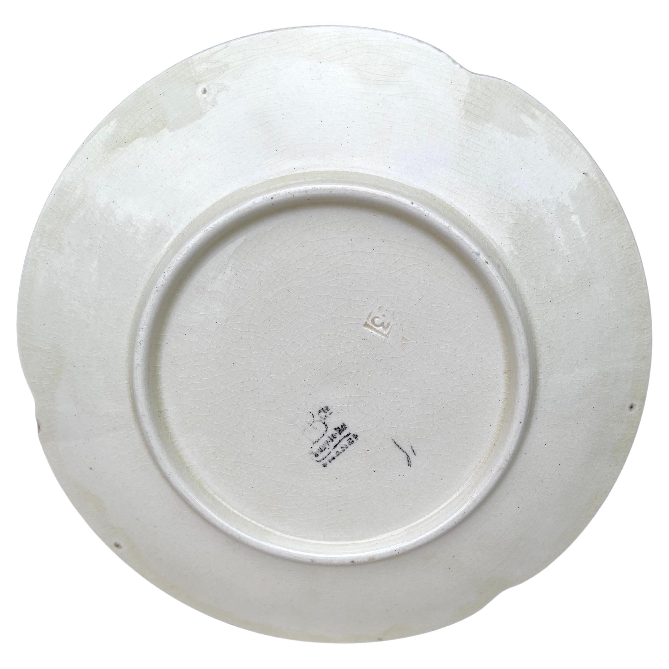 French Provincial Majolica Sweet Pea Plate Choisy le Roi, circa 1880 For Sale