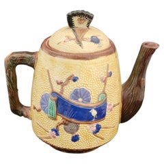 Majolica Tea/Coffee Pot Ribbon and Cherry Blossom Design