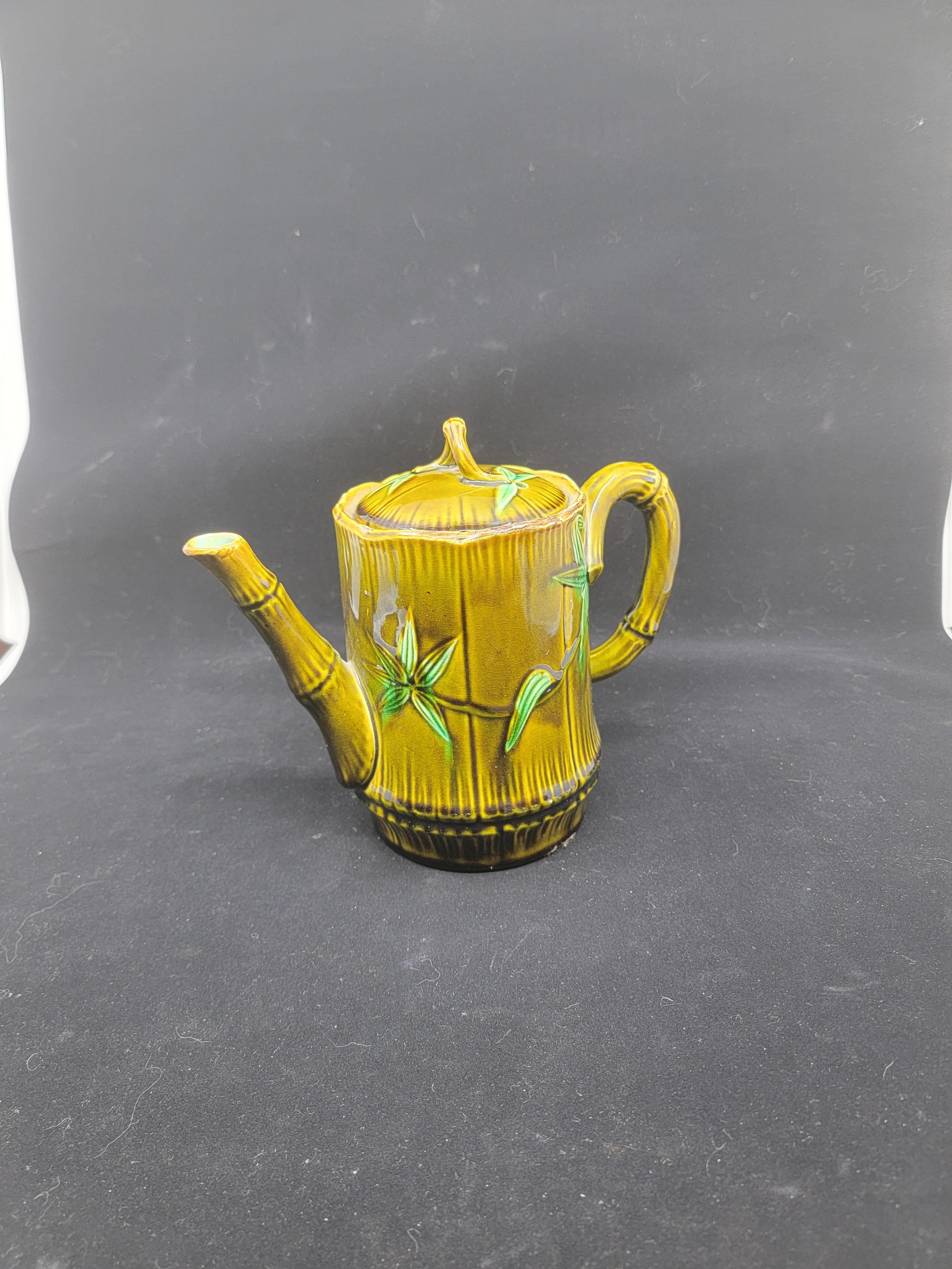 Pottery Majolica Tea Pot by Griffin Smith and Hills For Sale