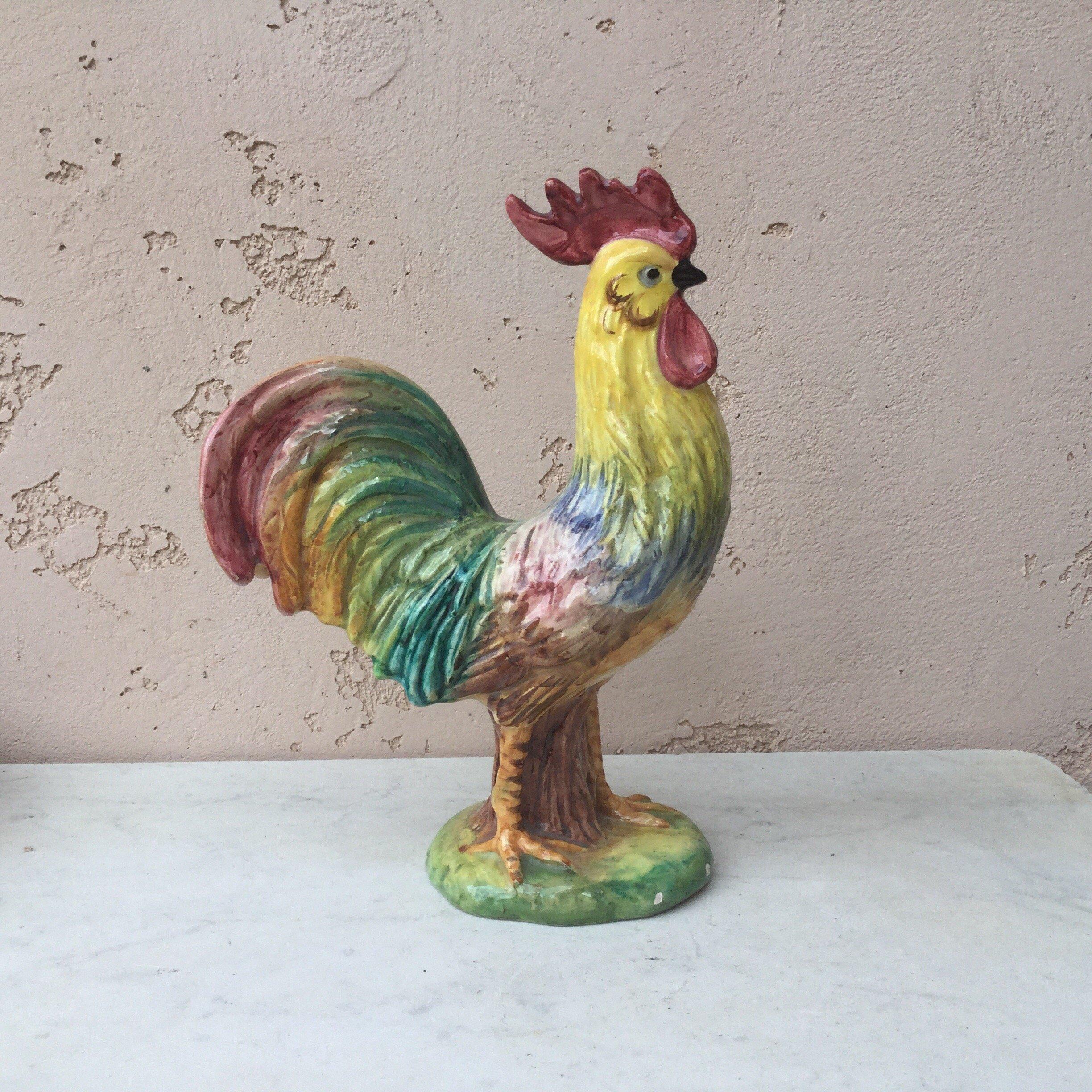 Bavent de gallina y pollitos de terracota mayólica, hacia 1920 Terracota en venta