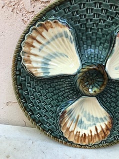 Majolica Three Shells Oyster Wall Plate Longchamp, circa 1890