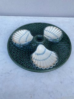 Majolica Three Shells Oyster Wall Plate Longchamp, circa 1890