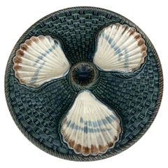 Majolica Three Shells Oyster Wall Plate Longchamp, circa 1890