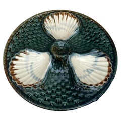 Majolica Three Shells Oyster Wall Plate Longchamp, circa 1890