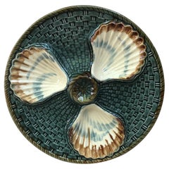Majolica Three Shells Oyster Wall Plate Longchamp, circa 1890
