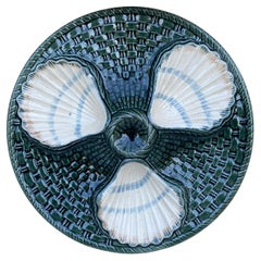 Majolica Three Shells Oyster Wall Plate Longchamp, circa 1890