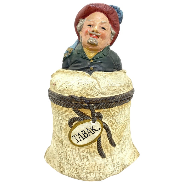 majolica tobacco jar Majolica Tobacco Box Pot Jar by Johann Maresch, Austria, circa 1900