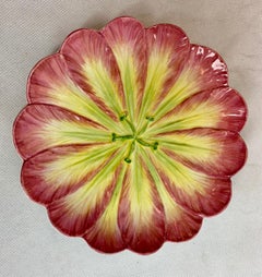 Majolica Cup and Saucer with Tulip Motif by Mottahedeh