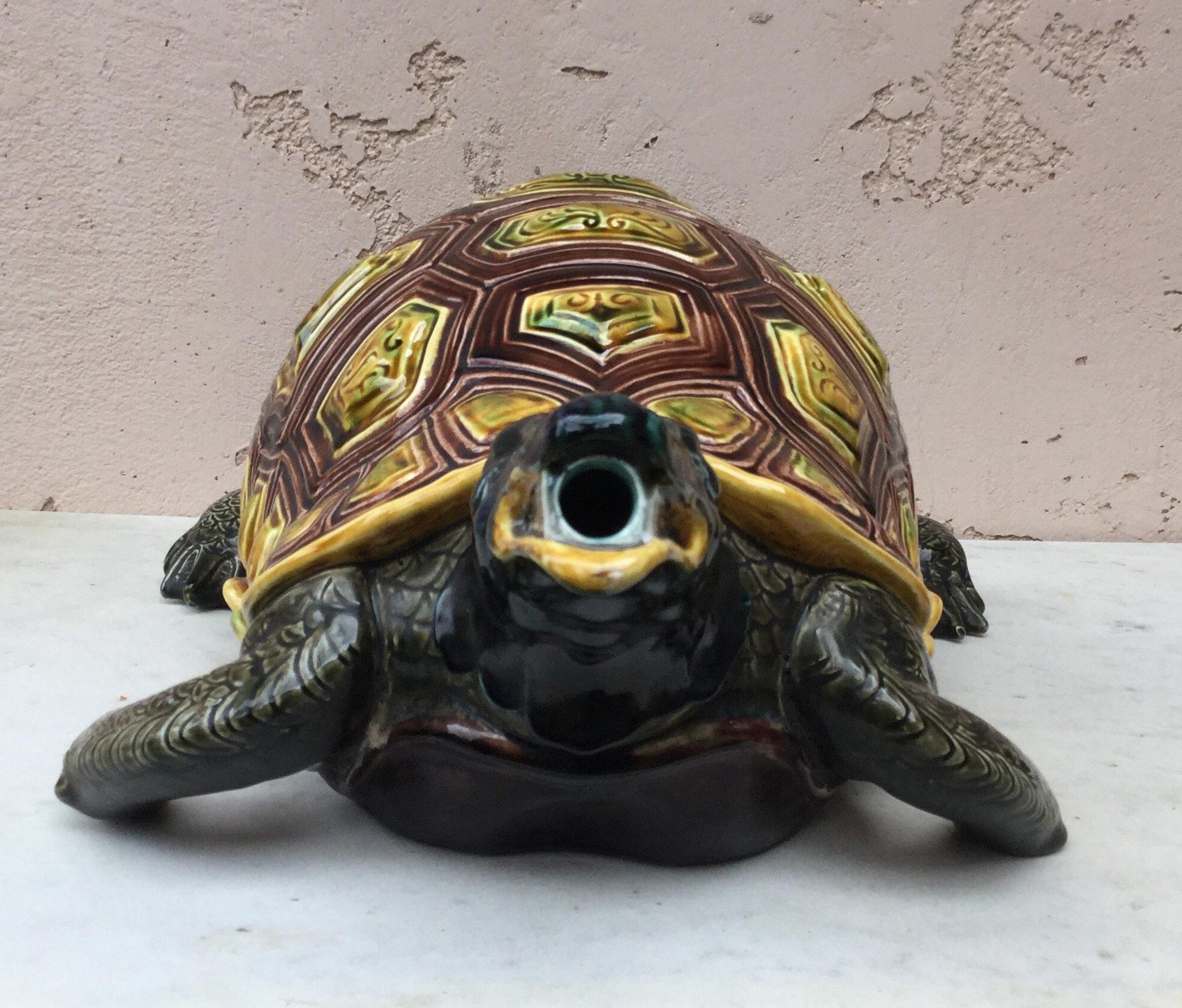 Victorian Majolica Turtle Fountain Sarreguemines, circa 1890