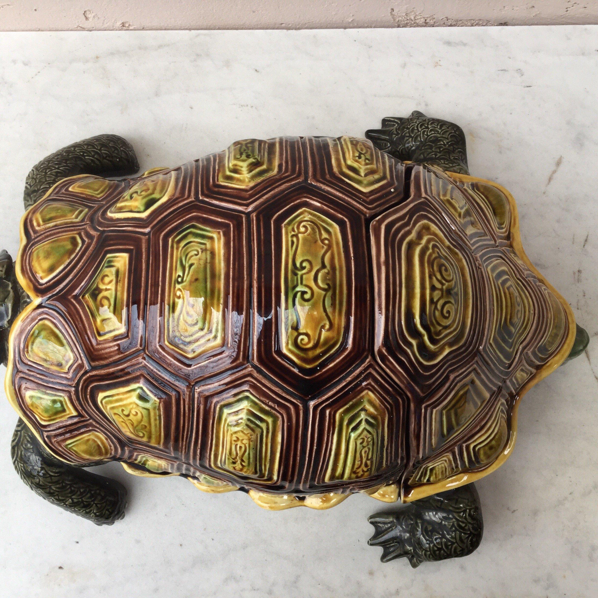 French Majolica Turtle Fountain Sarreguemines, circa 1890