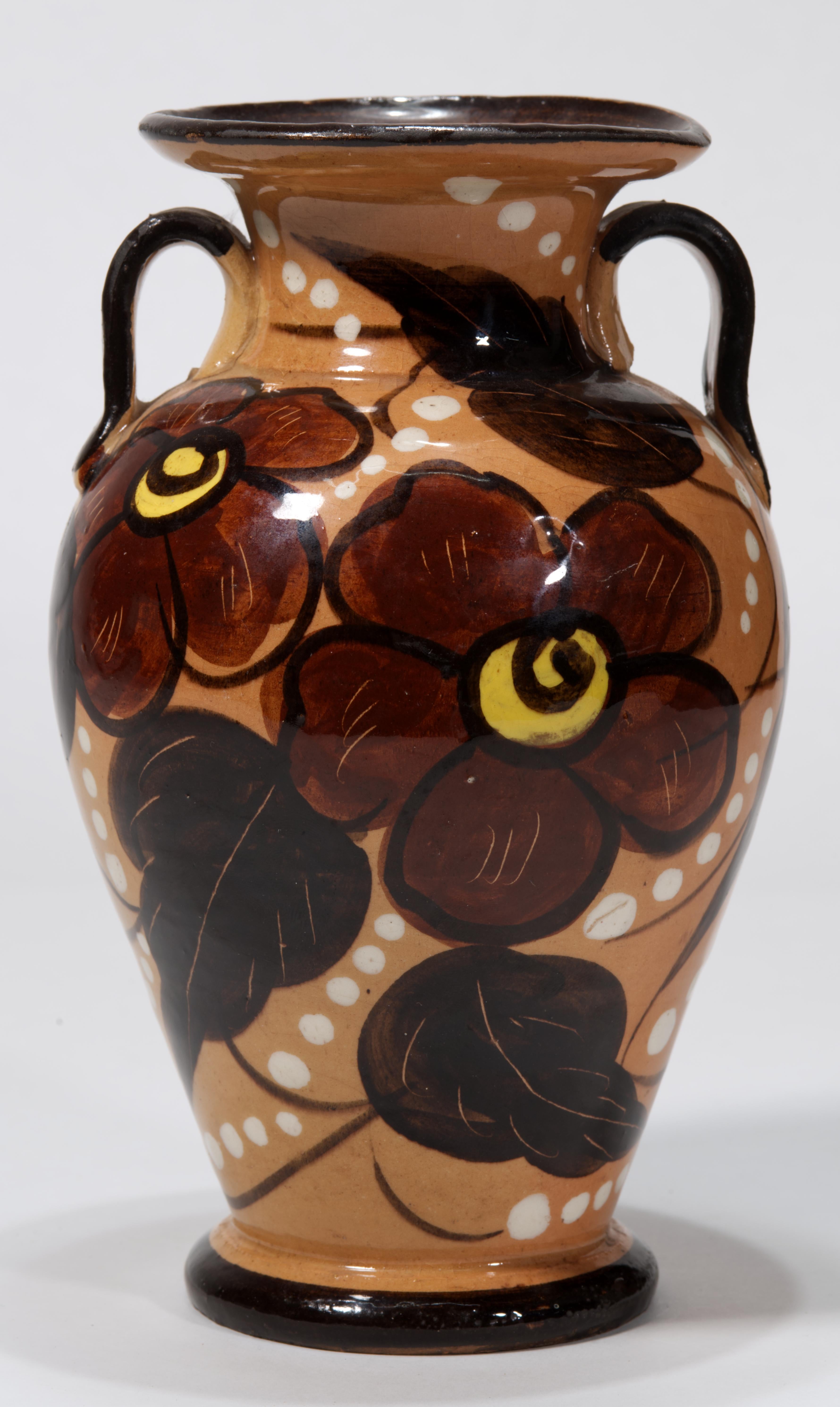 Ceramic Majolica Urn Vase Flower Decor, Italy 1950s-1960s For Sale