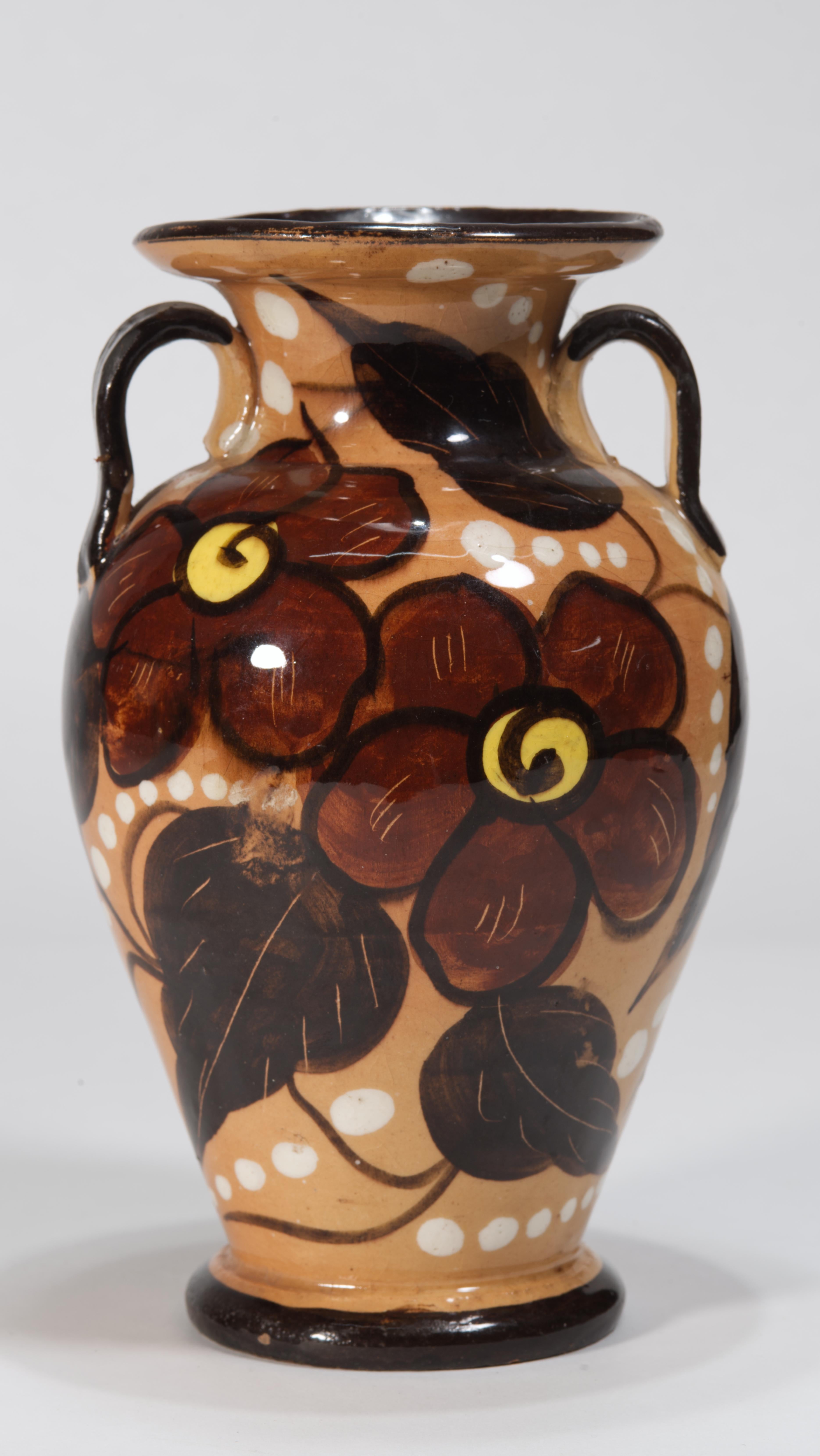Majolica Urn Vase Flower Decor, Italy 1950s-1960s For Sale 1
