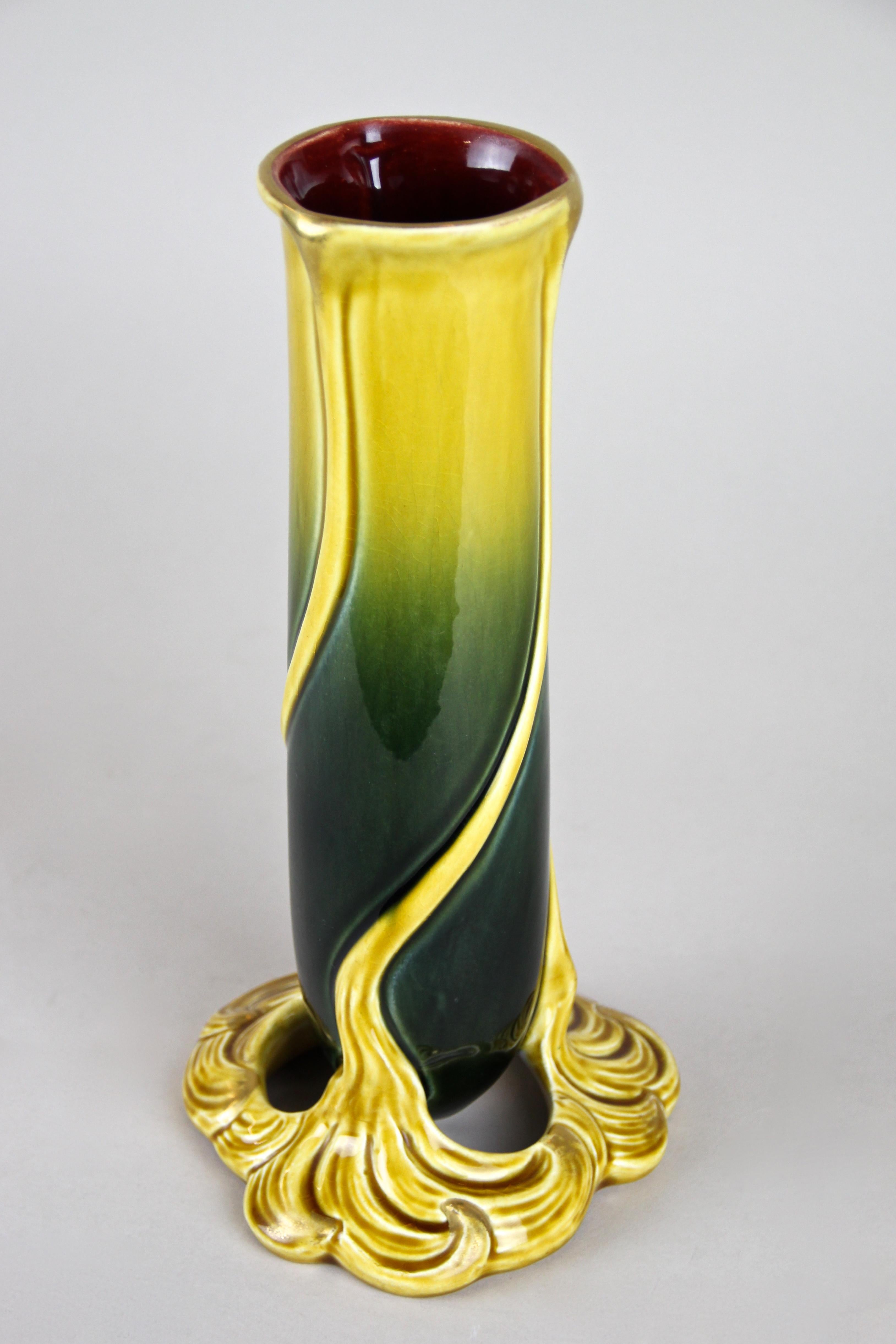 20th Century Majolica Vase Art Nouveau by Sarreguemines, France, circa 1915
