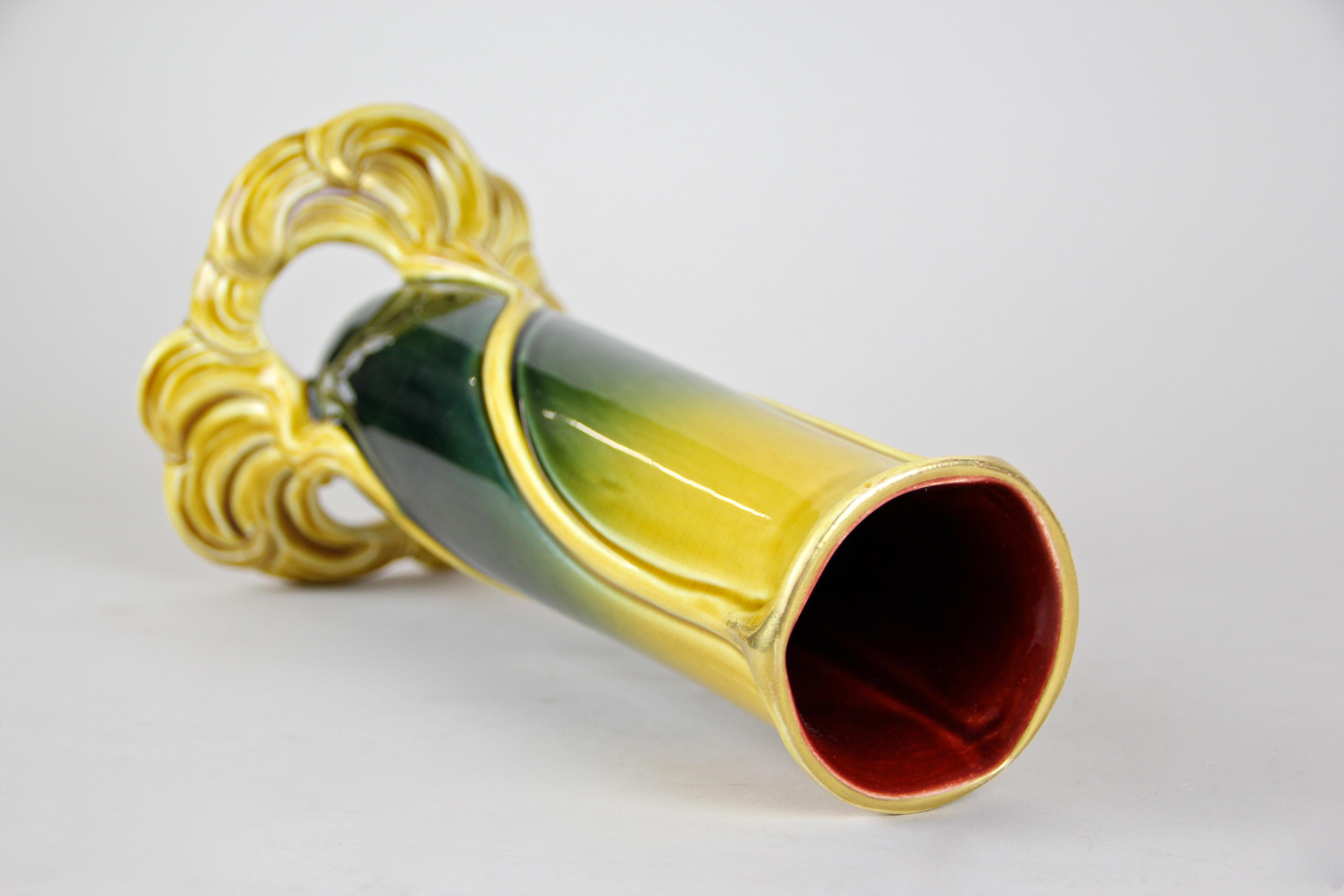 Majolica Vase Art Nouveau by Sarreguemines, France, circa 1915 1