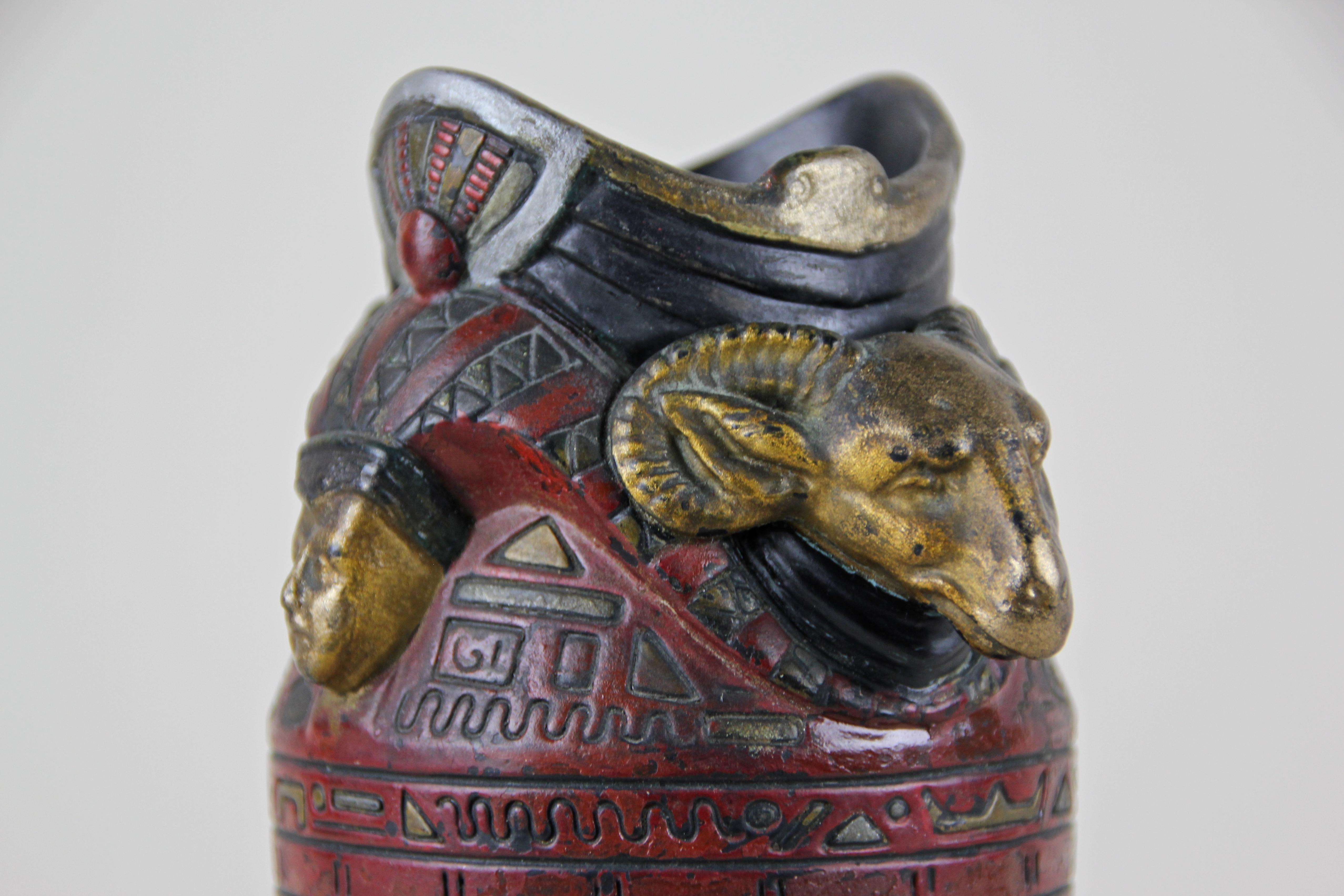 Majolika-Vase „Ägypten“ von Julius Dressler, Böhmen, um 1895 (19. Jahrhundert)