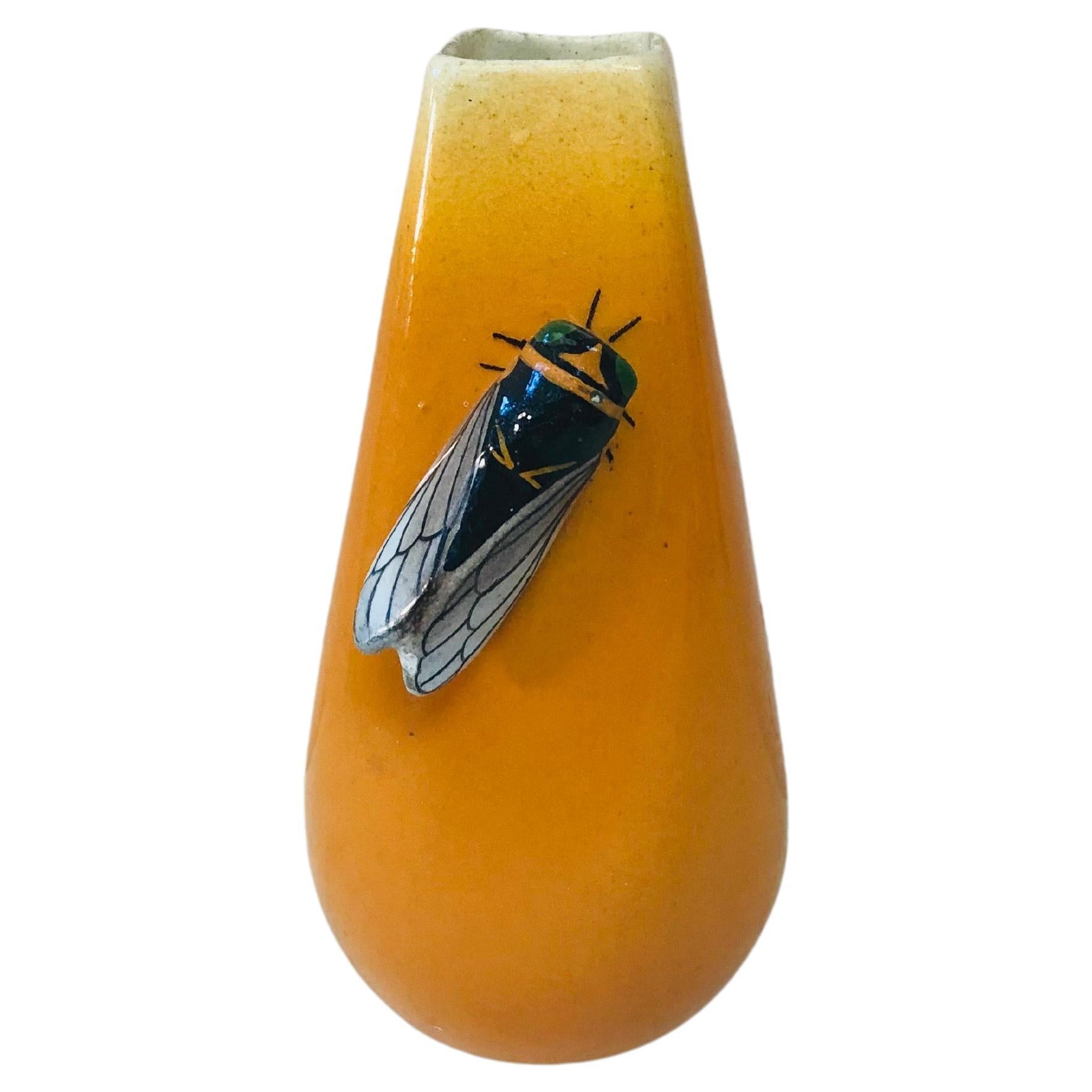 Vase en majolique avec Cicada Sicard, vers 1950