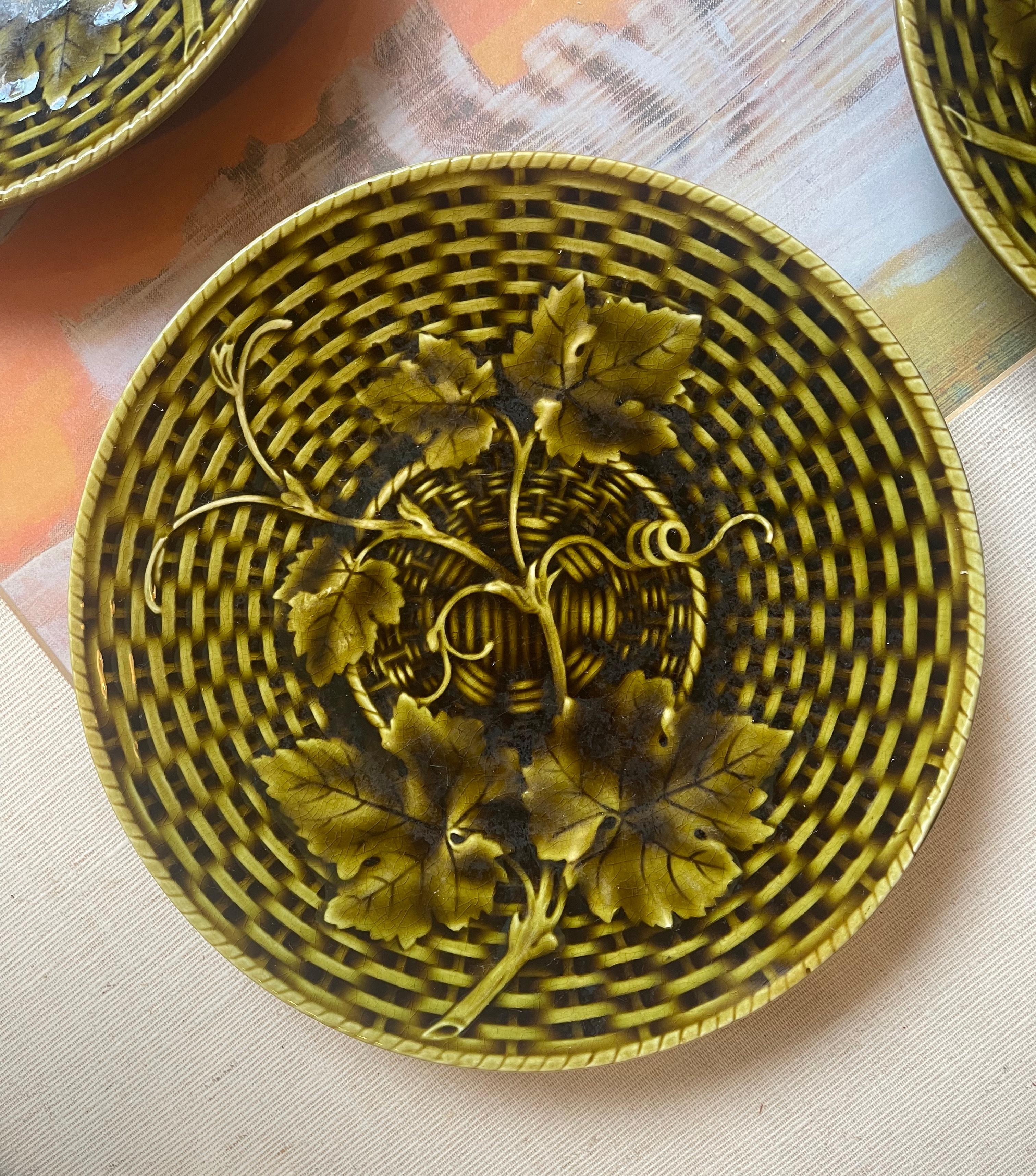 Art nouveau Assiettes à dessert Sarreguemines vers 1920, ensemble de 4, Art Déco en vente
