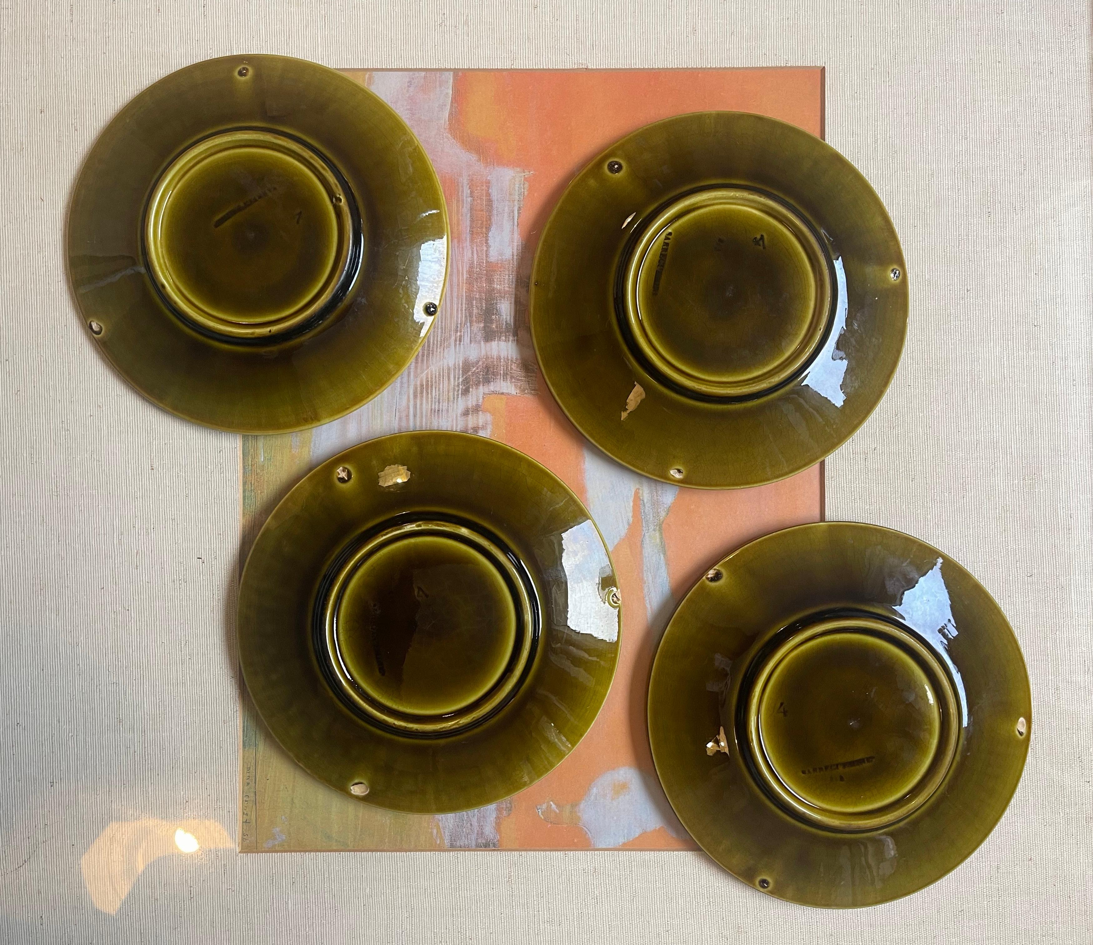 Allemand Assiettes à dessert Sarreguemines vers 1920, ensemble de 4, Art Déco en vente