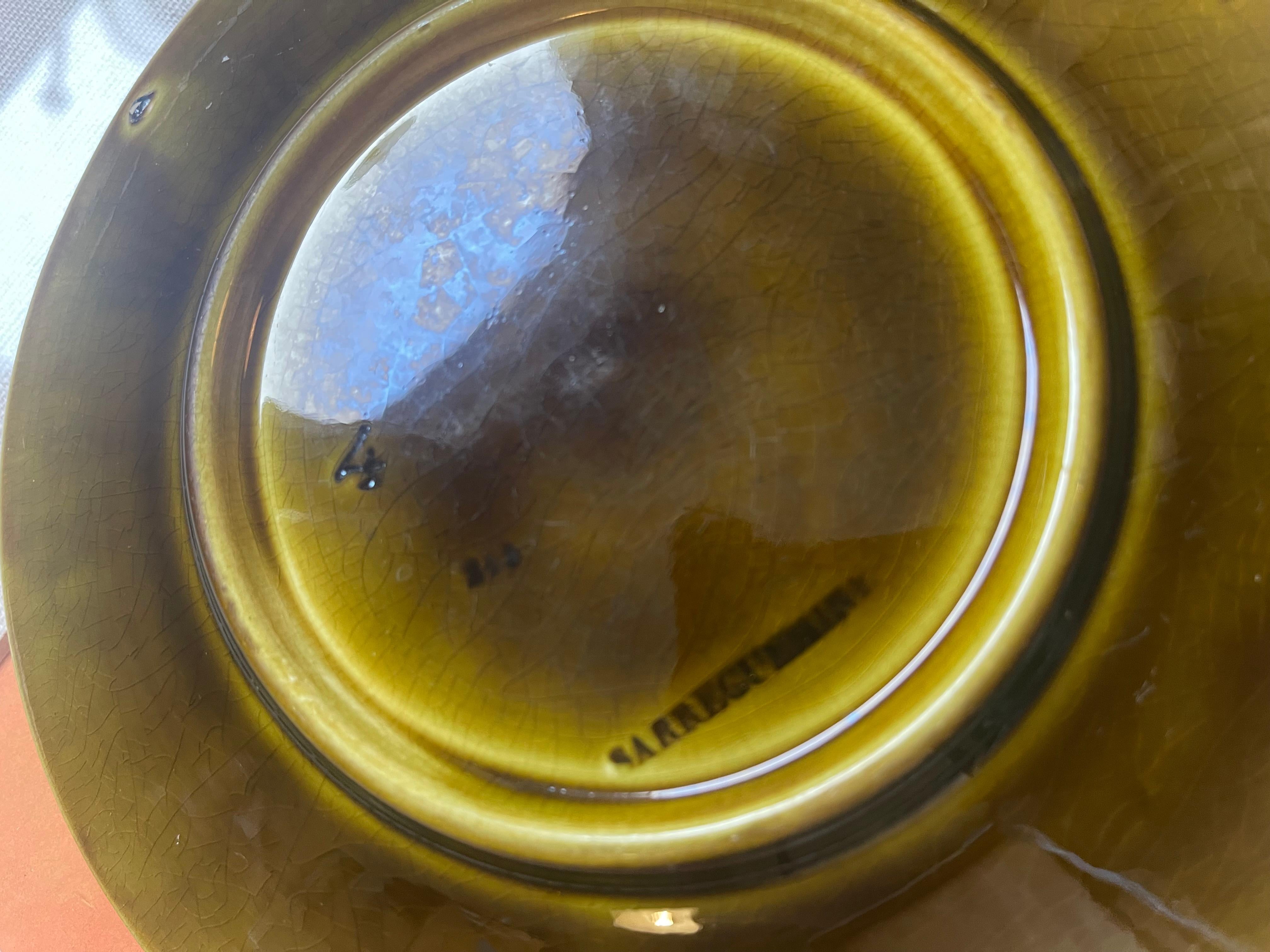 Fait main Assiettes à dessert Sarreguemines vers 1920, ensemble de 4, Art Déco en vente