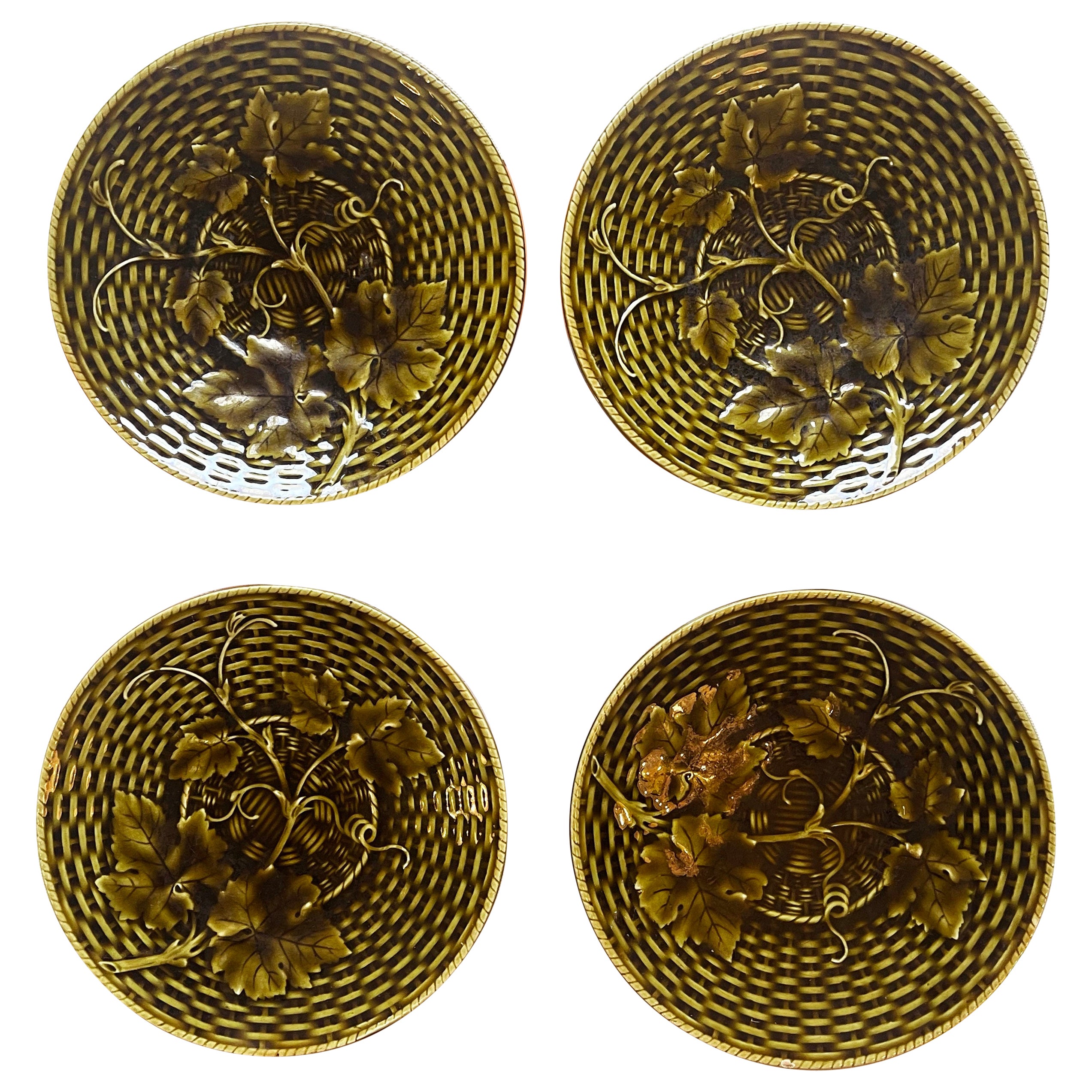 Assiettes à dessert Sarreguemines vers 1920, ensemble de 4, Art Déco en vente
