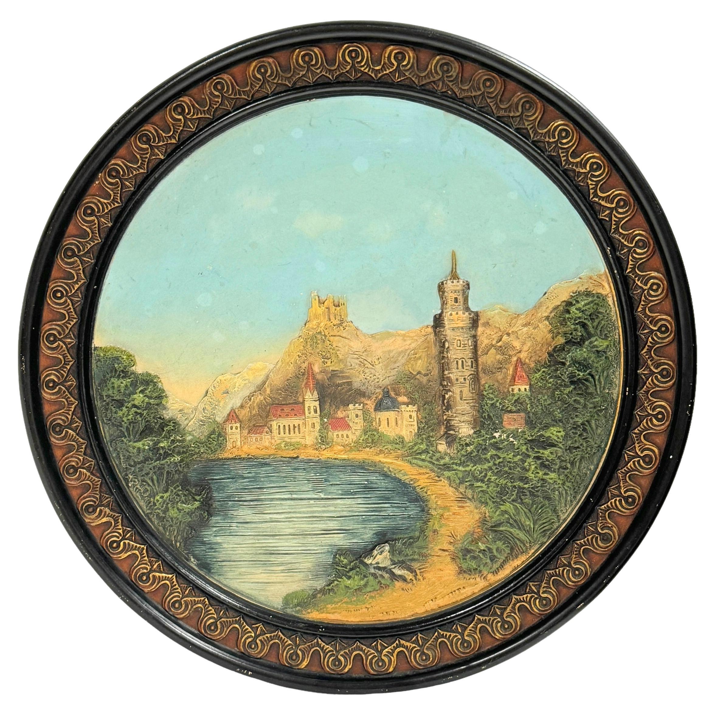Majolica Wall Decoration Plate by Johann Maresch, Austria, circa 1900