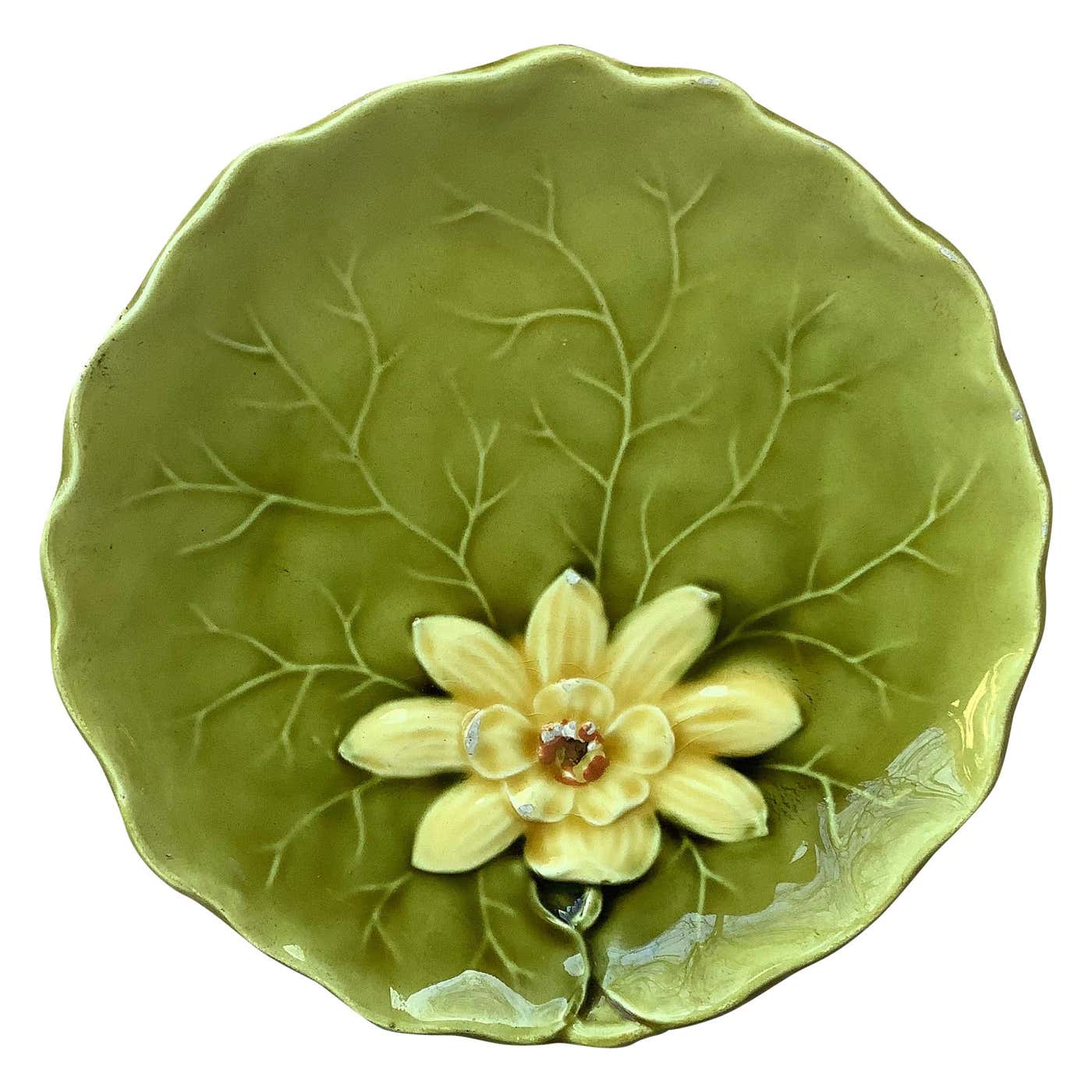 Majolica Water Lily Plate Villeroy and Boch, circa 1900 For Sale at 1stDibs
