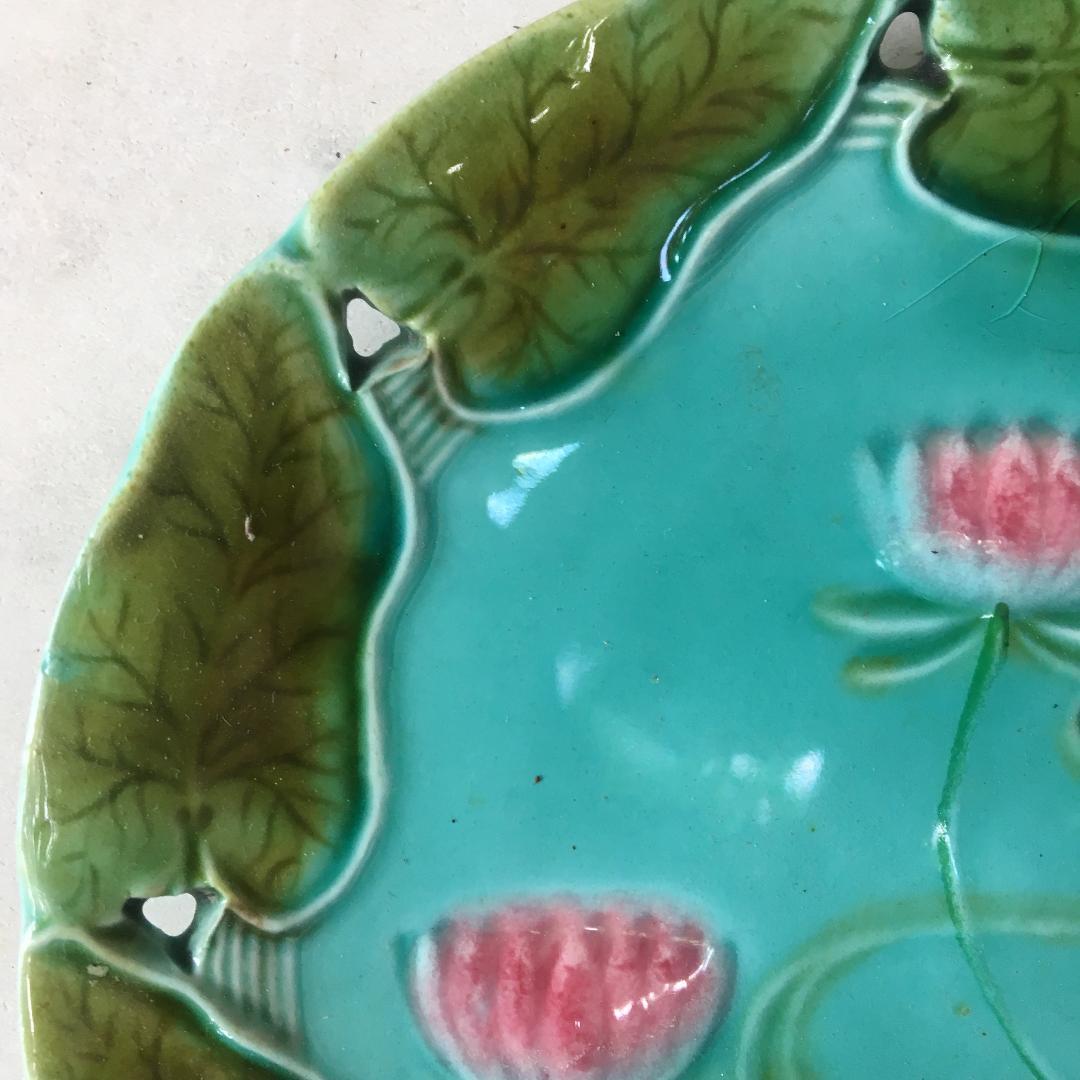 Art Nouveau Majolica Water Lily Plate Villeroy et Boch, circa 1900