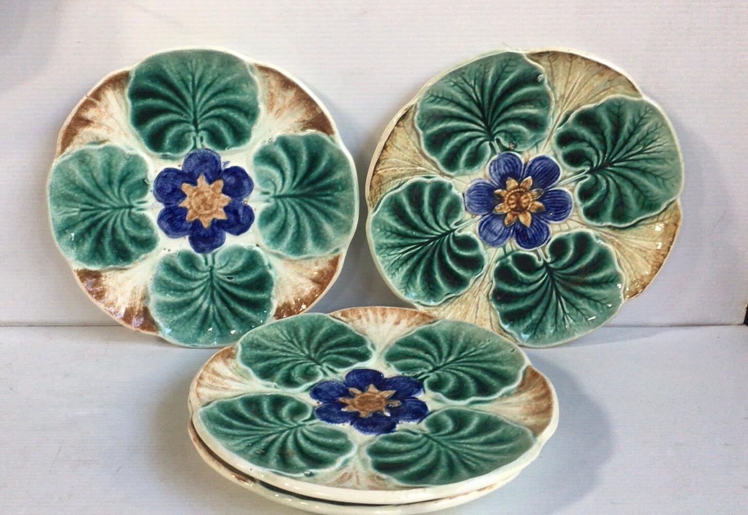 Majolica water lily pond plate Wasmuel, circa 1890.
3 plates available.