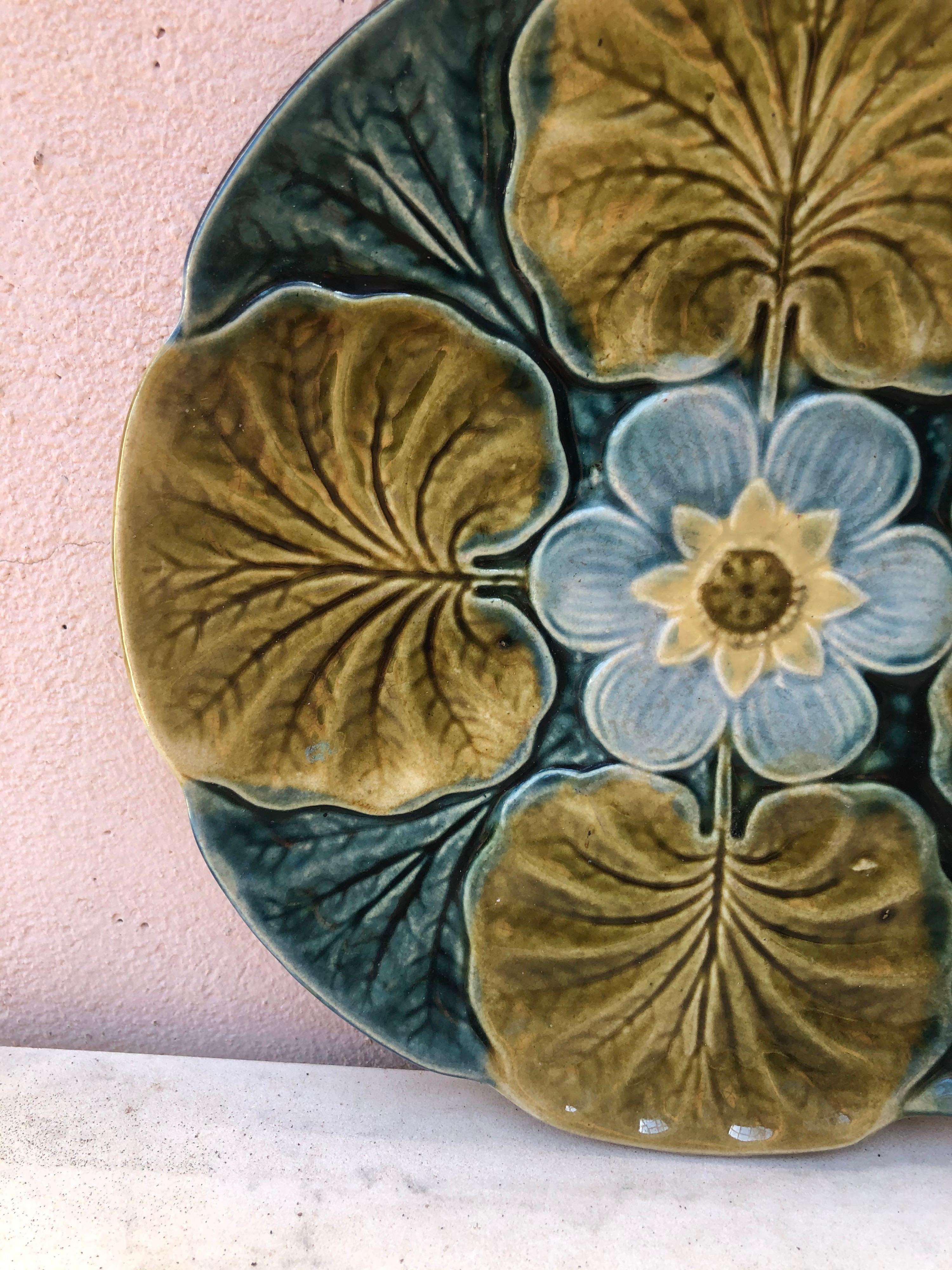 Majolica water lily pond plate Wasmuel, circa 1890.
  