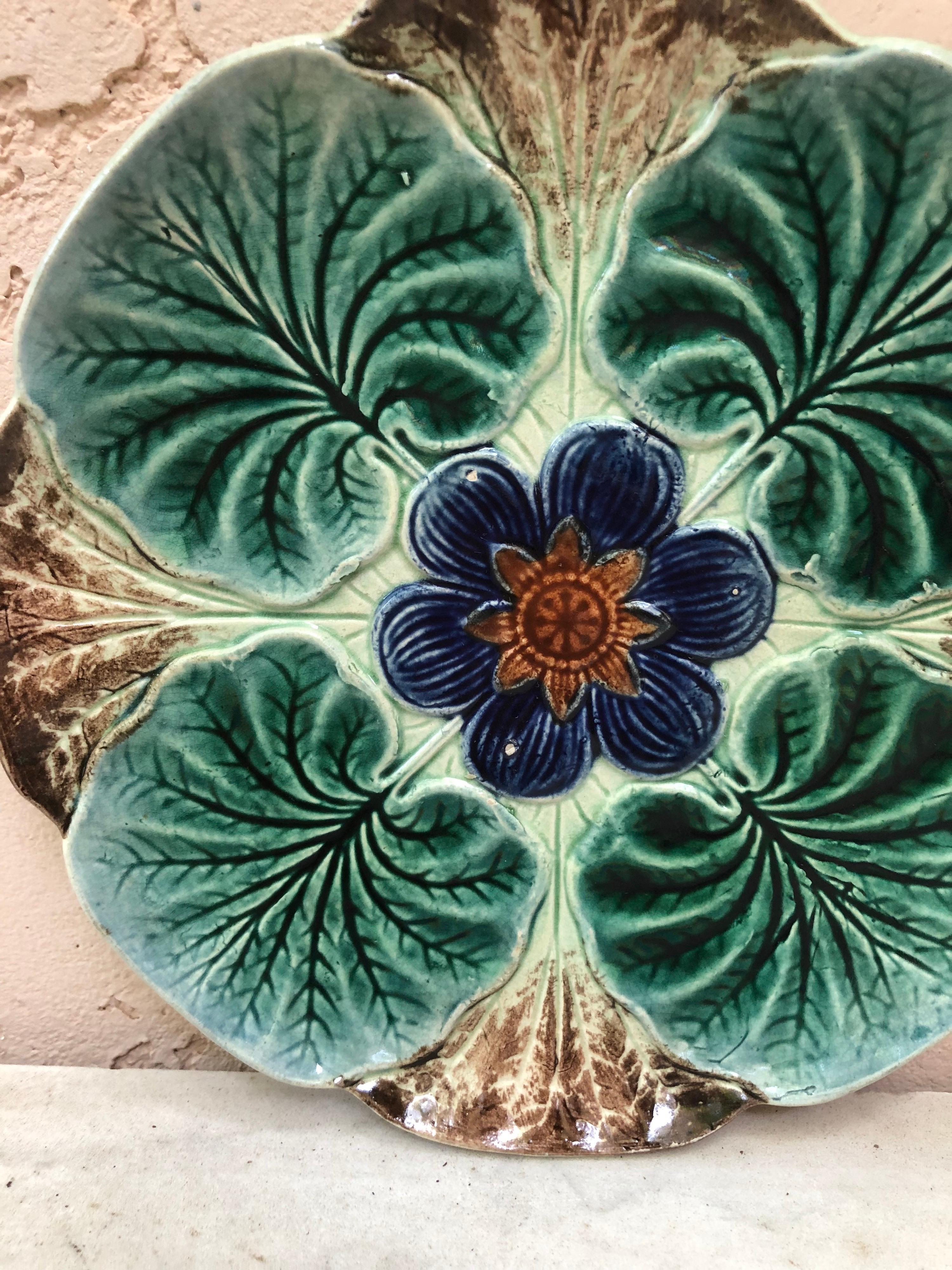 Majolica water lily pond plate Wasmuel, circa 1890.
    
