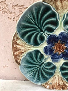 Majolica Water Lily Pond Plate Wasmuel, circa 1890