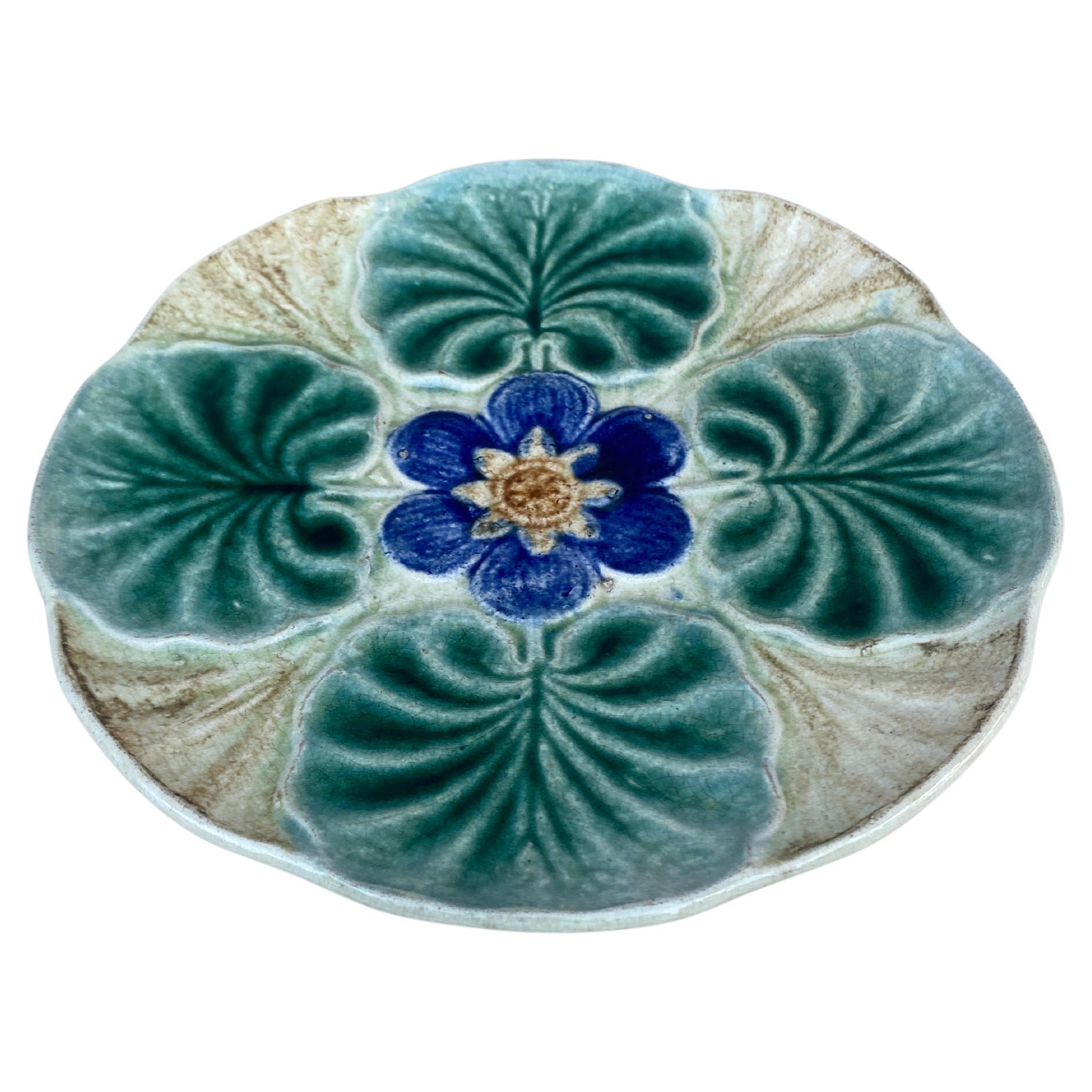 Majolica water lily pond plate Wasmuel, circa 1890.
 