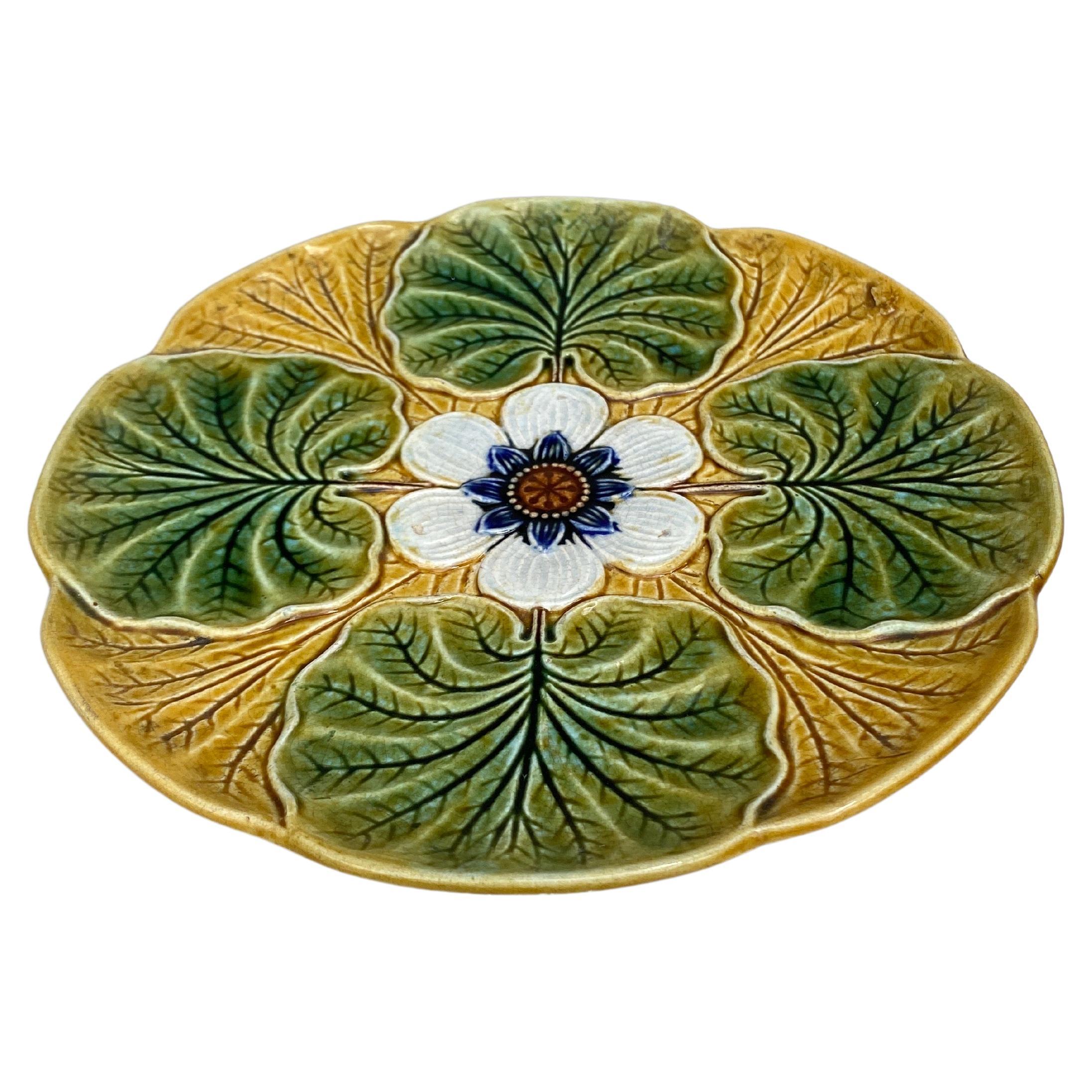 Majolica water lily pond plate Wasmuel, circa 1890.
 
