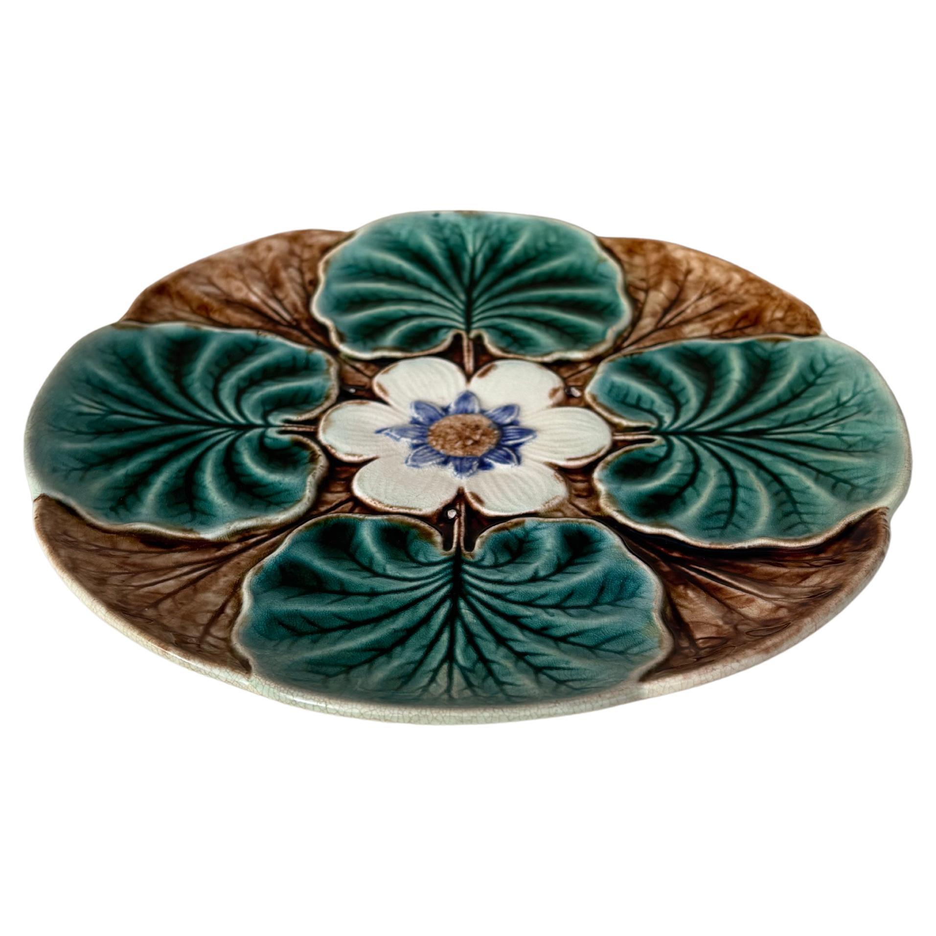 Majolica water lily pond plate Wasmuel, circa 1890.
  