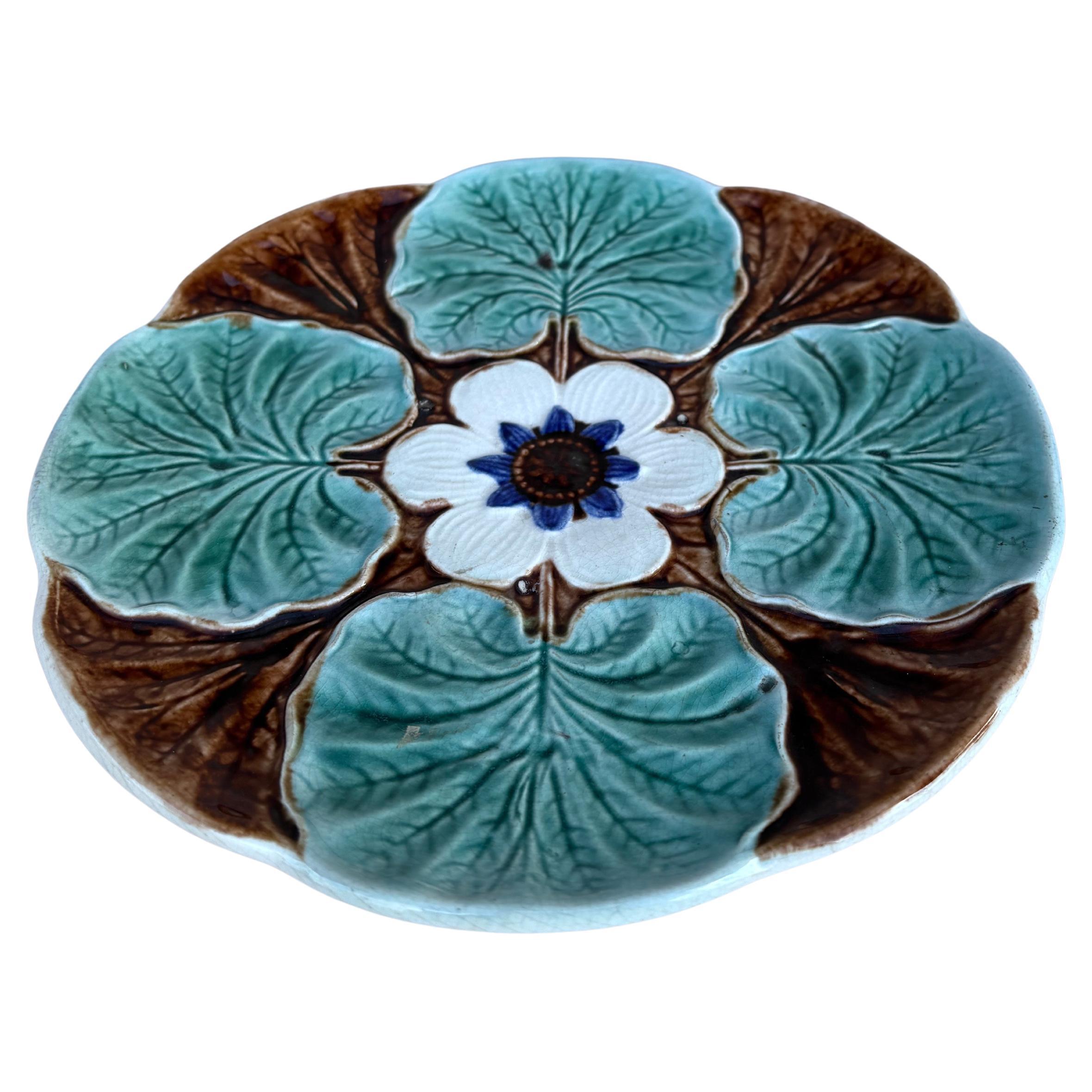 Majolica water lily pond plate Wasmuel, circa 1890.
  