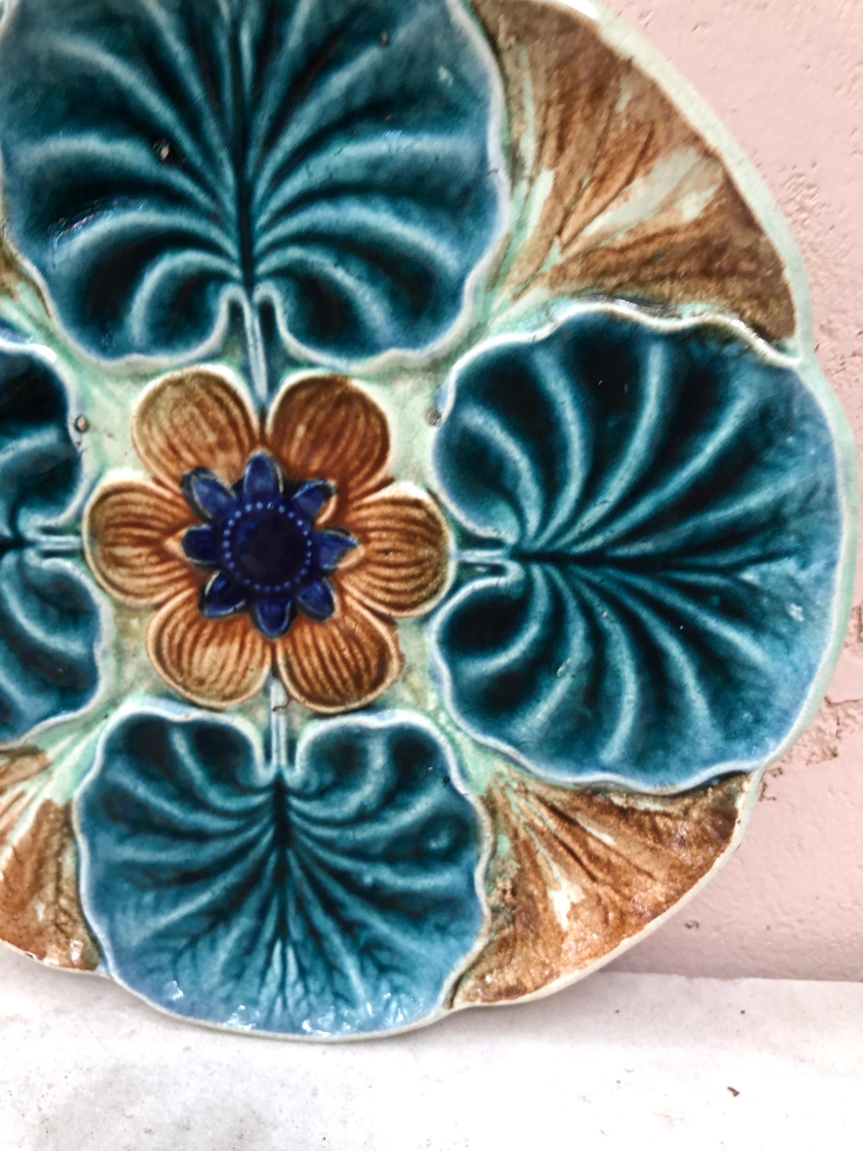 Victorian Majolica Water Lily Pond Plate Wasmuel, circa 1890
