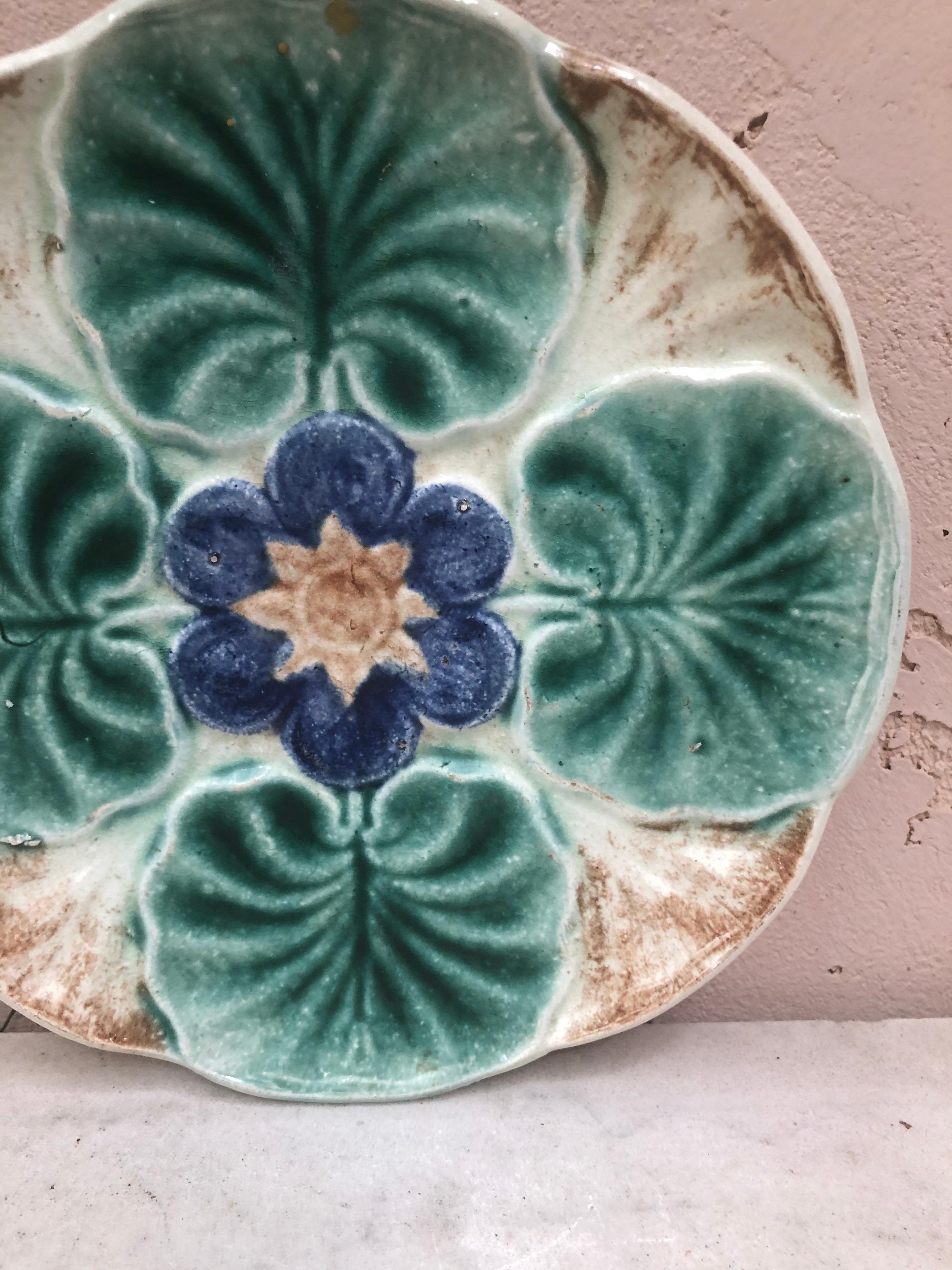 Victorian Majolica Water Lily Pond Plate Wasmuel, circa 1890