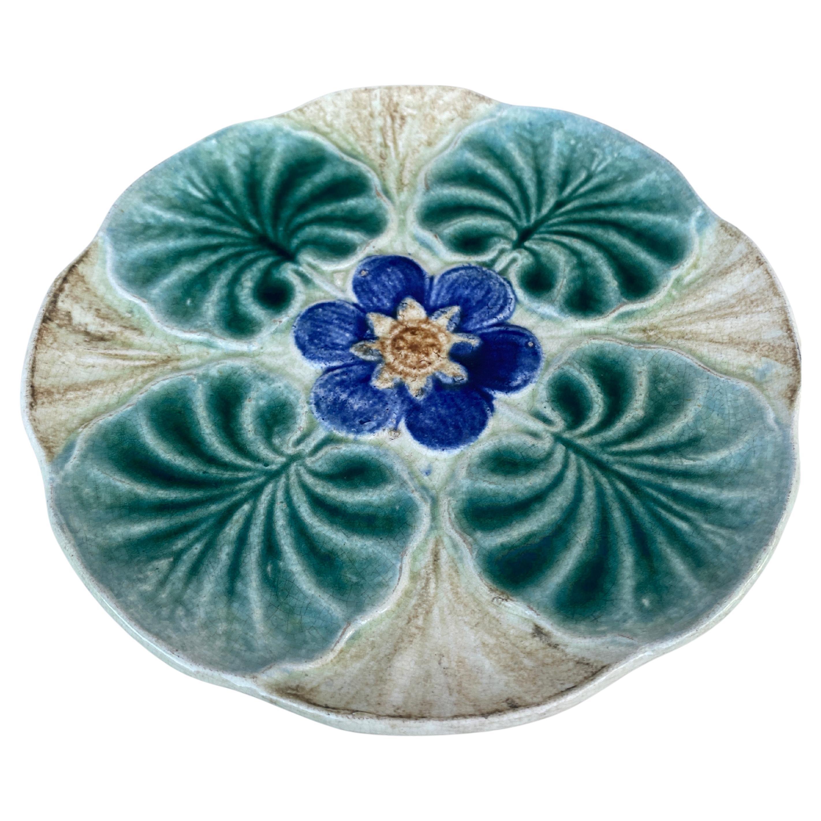 Victorian Majolica Water Lily Pond Plate Wasmuel, circa 1890