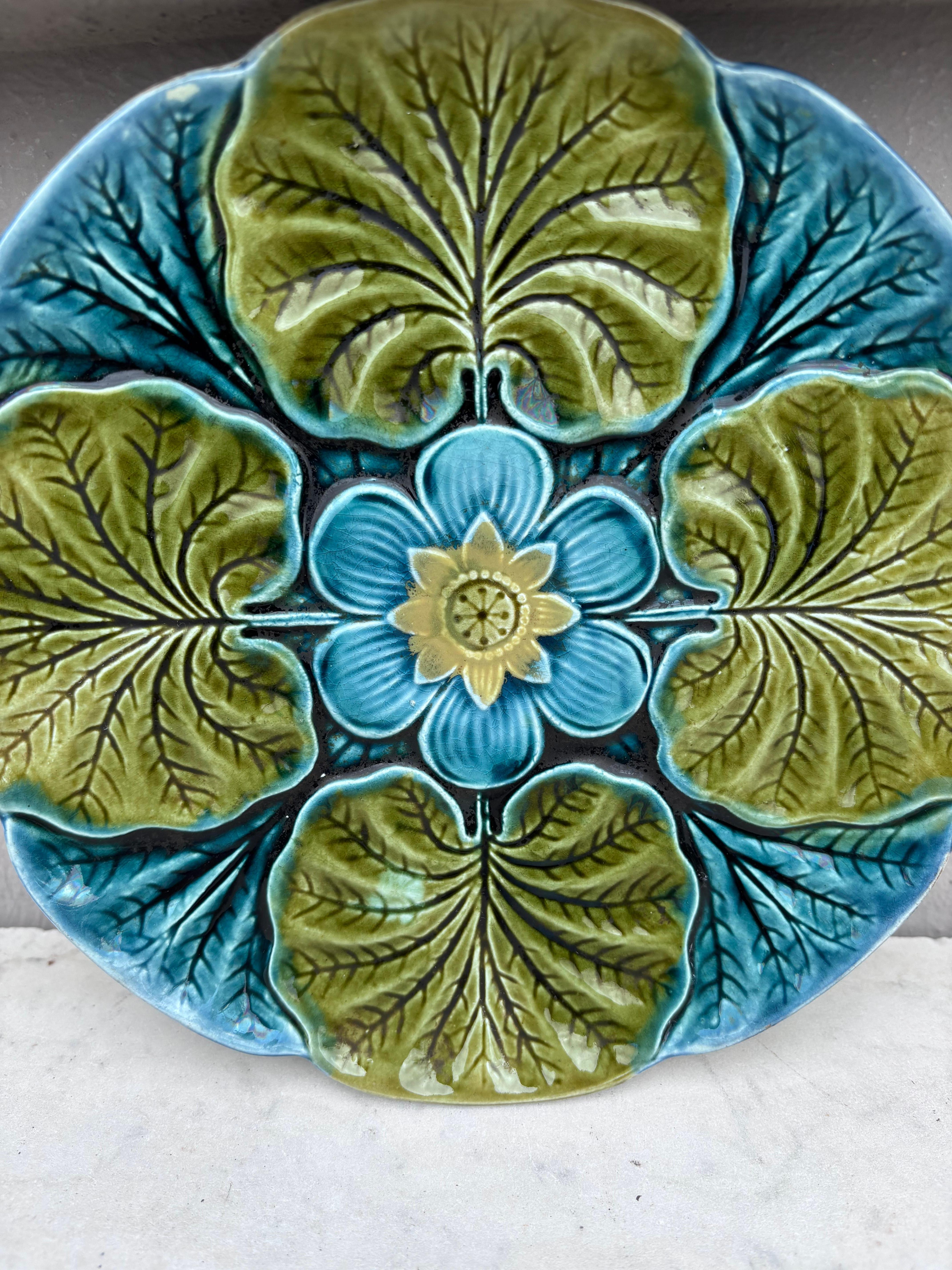 Belgian Majolica Water Lily Pond Plate Wasmuel, circa 1890