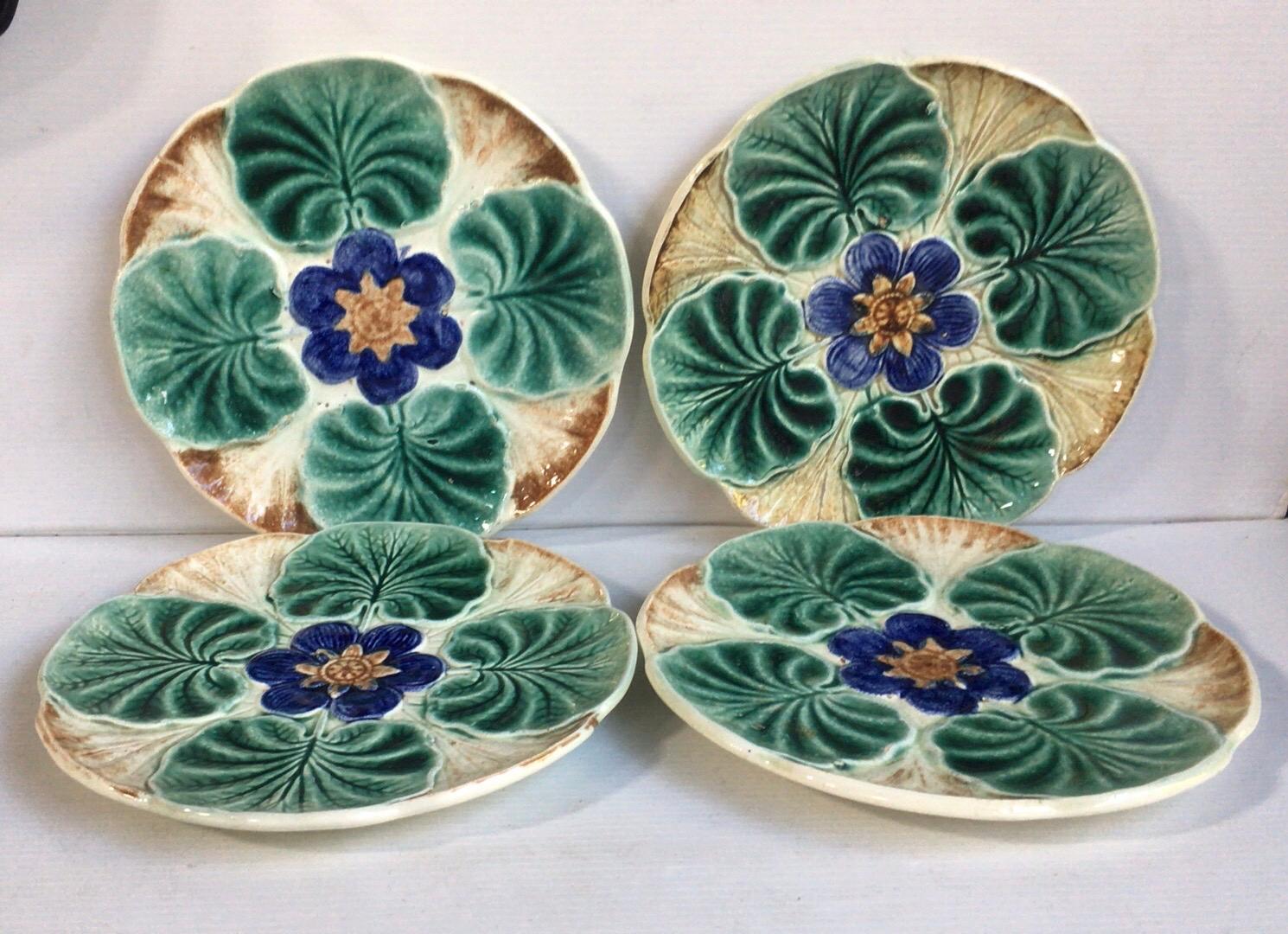 Majolica Water Lily Pond Plate Wasmuel, circa 1890 In Good Condition In Austin, TX