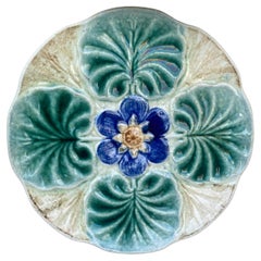 Antique Majolica Water Lily Pond Plate Wasmuel, circa 1890