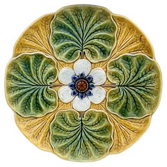 Antique Majolica Water Lily Pond Plate Wasmuel, circa 1890